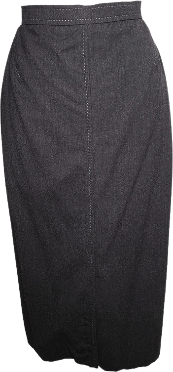 Vintage 90's Grey Stretch Wool Front Slit Straight Skirt by Louis