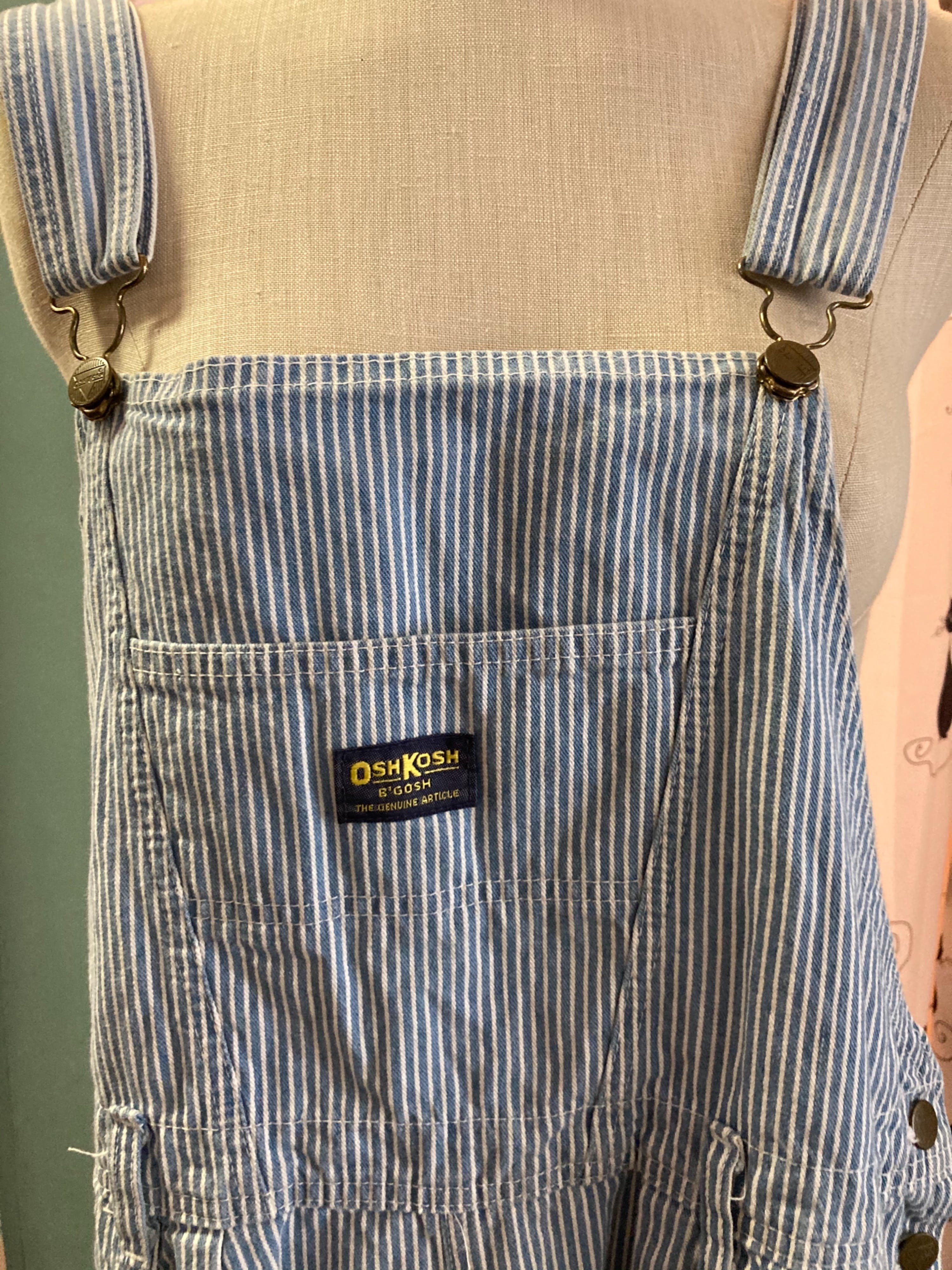 60'S Osh Kosh Hickory Stripe Denim Overalls Made in USA Men's W38 Vintage / eaa491071