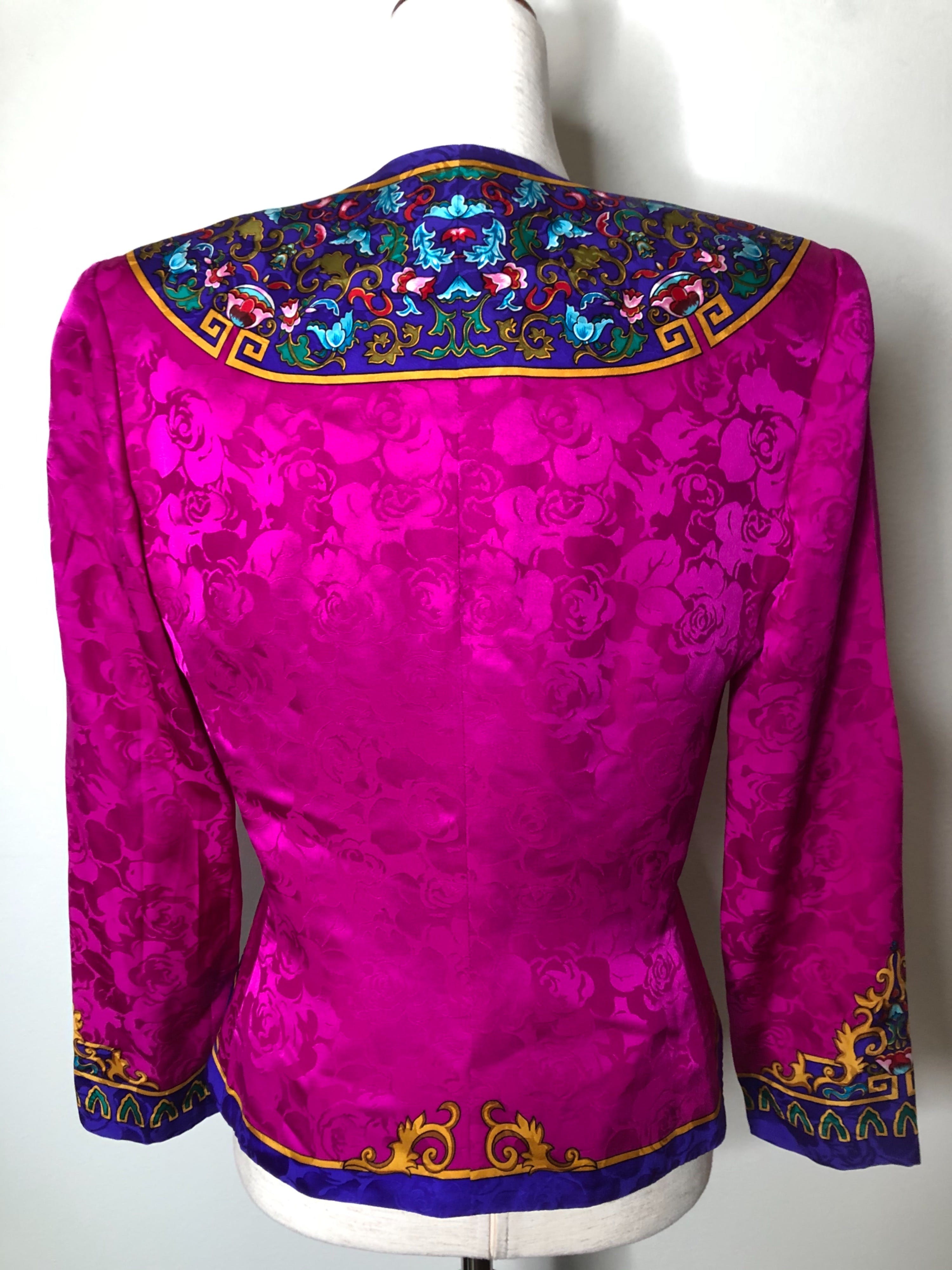 Vintage 90s Pink And Purple Silk Asian Inspired Evening Jacket By ...