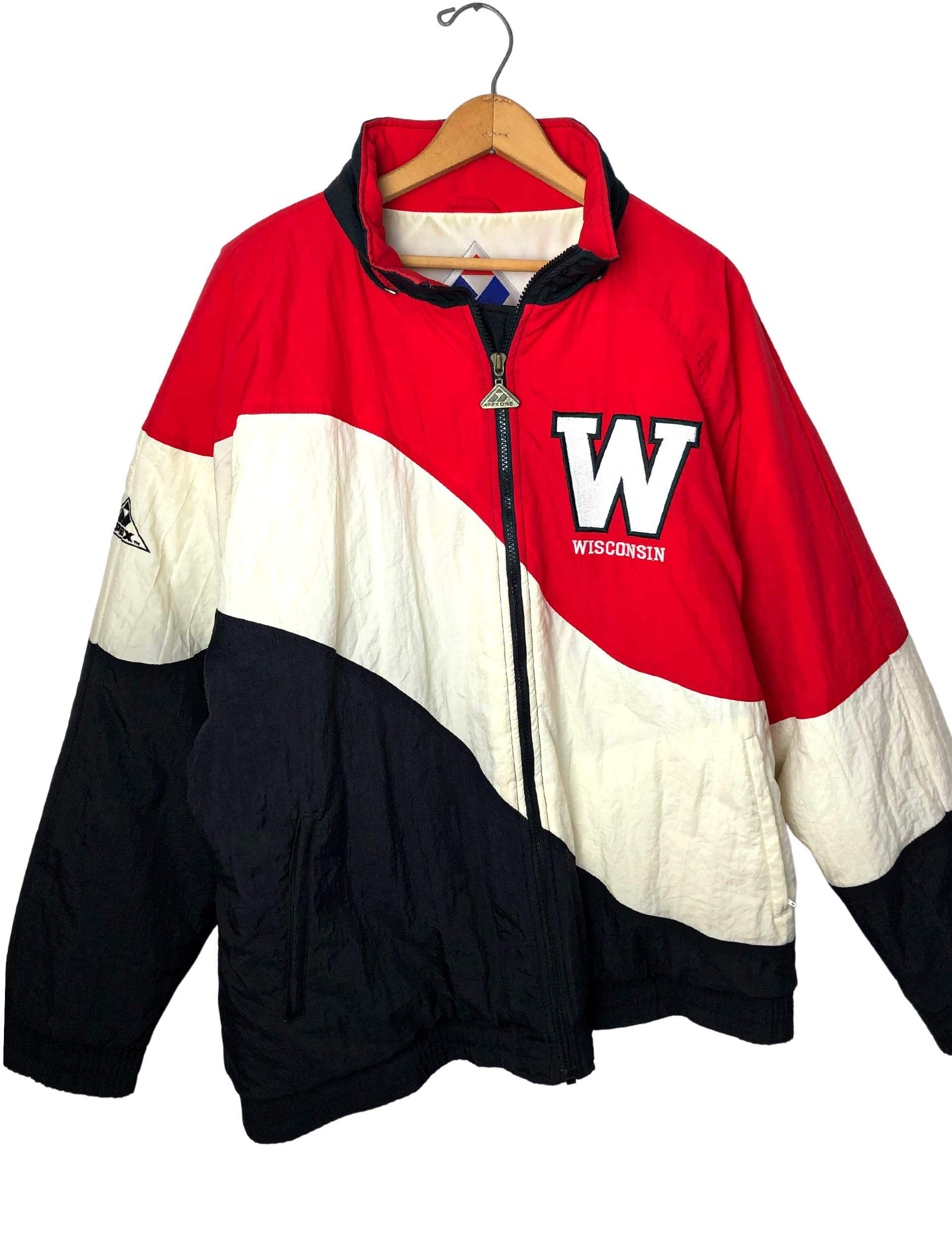 Vintage 90's Wisconsin Badgers Colorblock Puffer Jacket by Apex ...