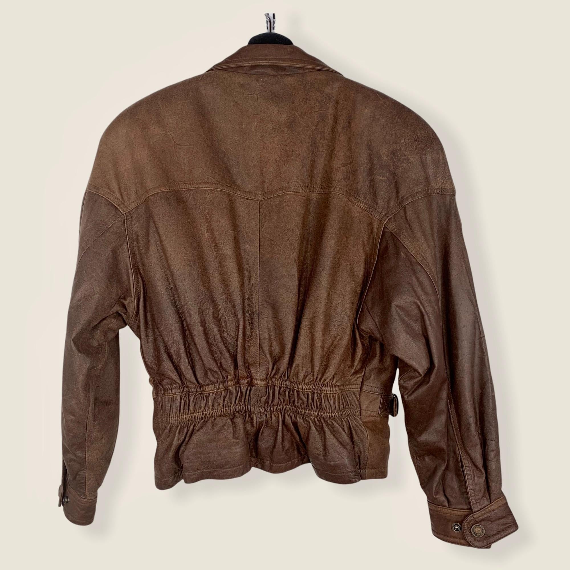 Vintage 80s Wilsons Leather Bomber Jacket XL newest Brown Soft Lined Pockets Zipper