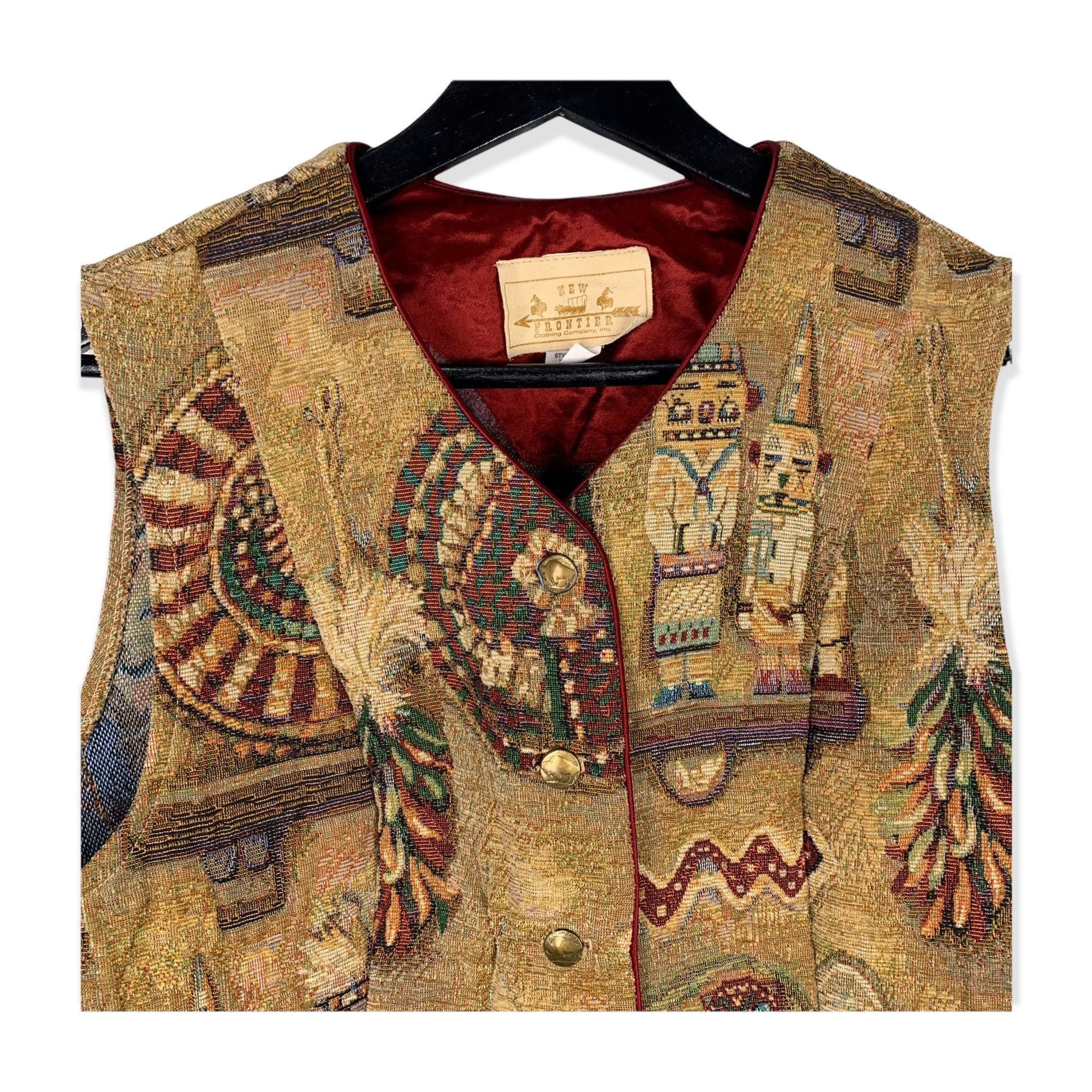 Vintage Western Velvet Button-Up Vest | Fuchsia