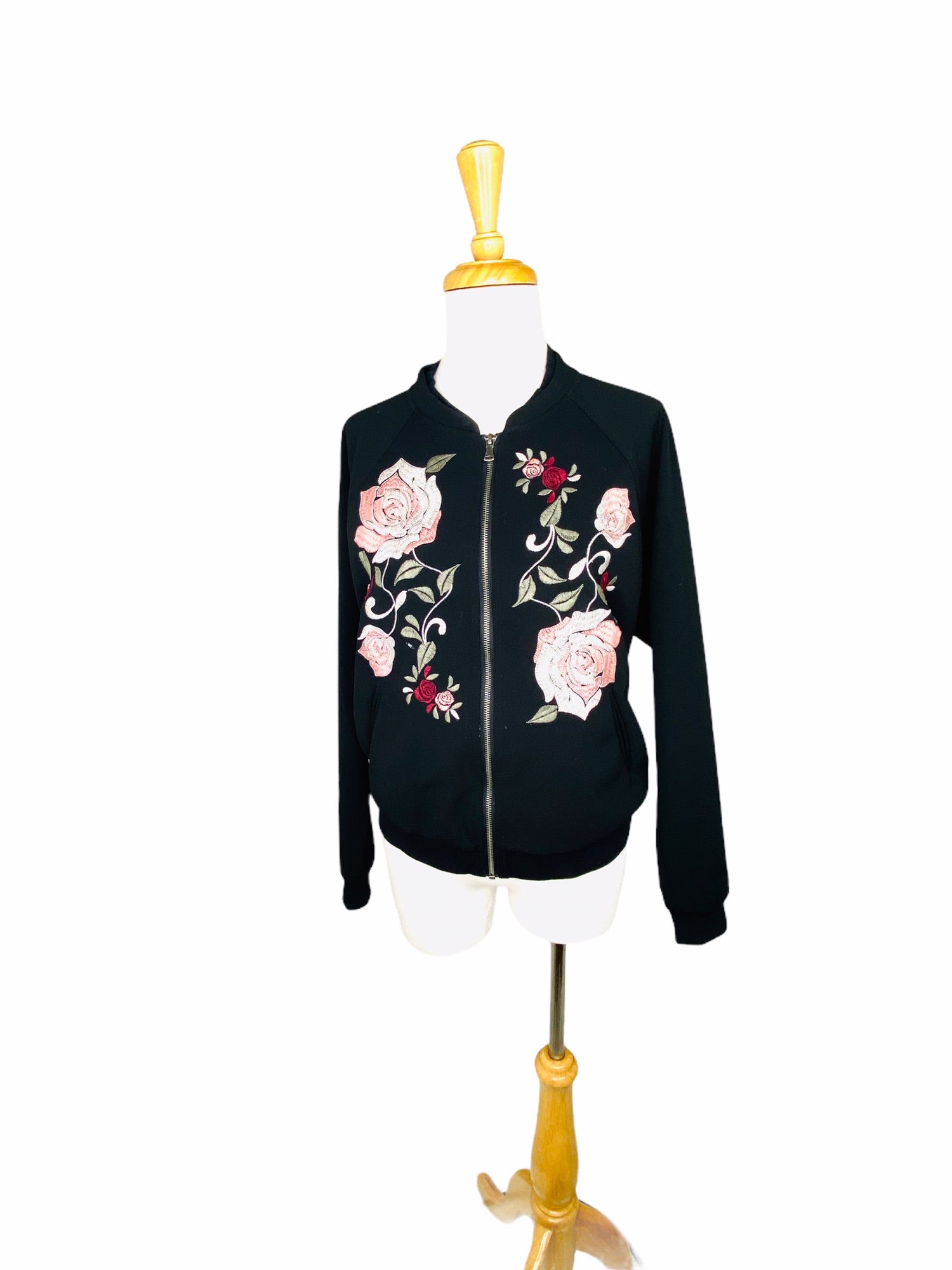 Vintage Democracy Embroidered Floral Track Jacket Black by Democracy 