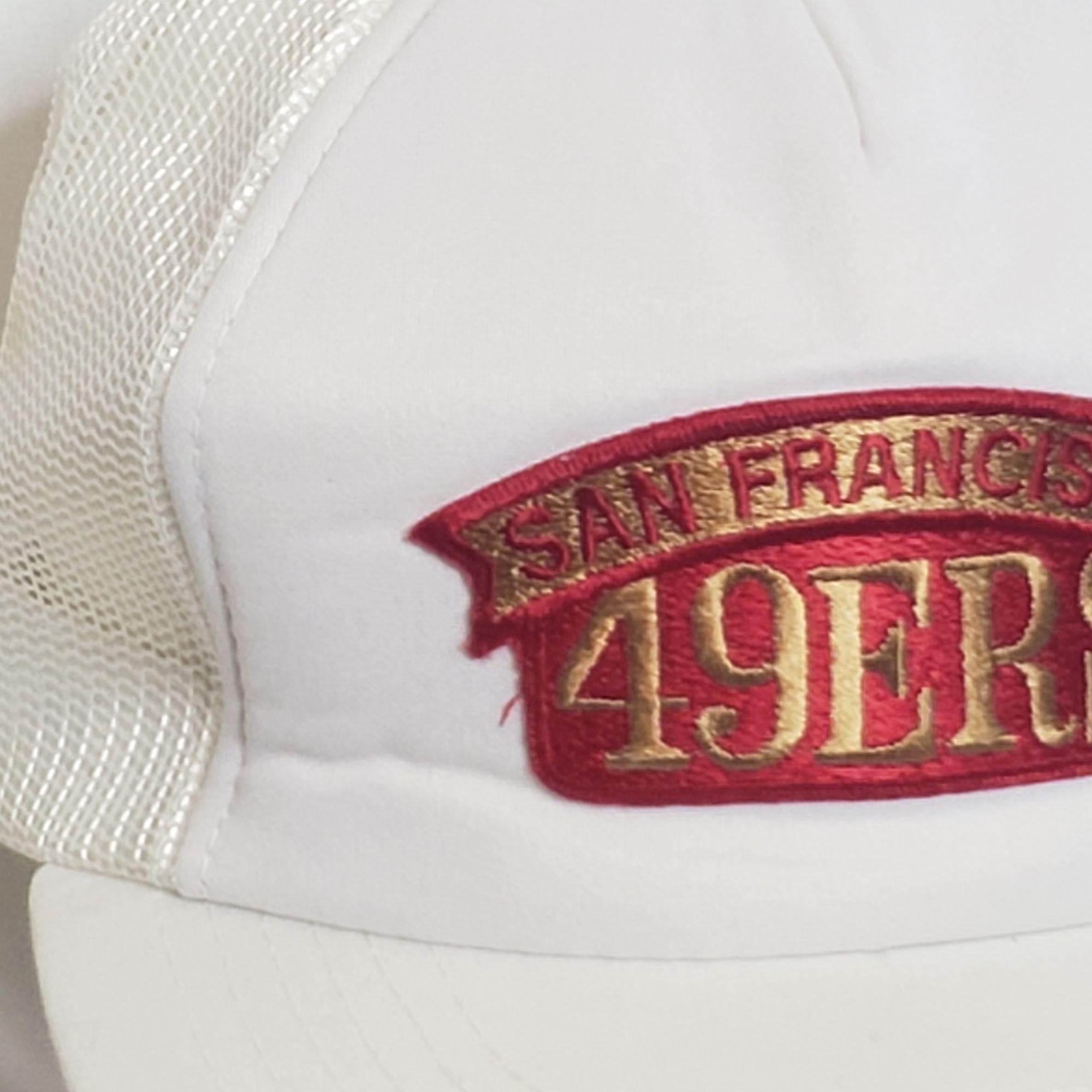 Vintage 80s/90s 49ers Trucker Hat Snapback White Red Gold Patch By 49ers