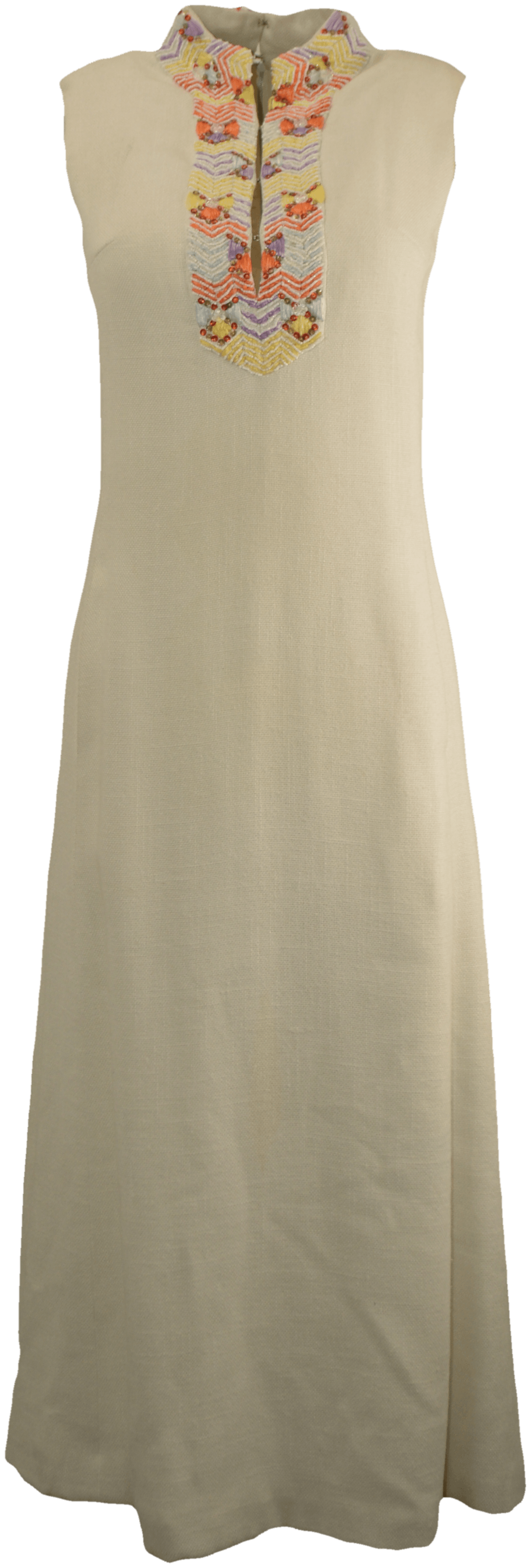 Vintage Cream Beaded Collar Dress with Pockets by Dynasty Shop THRILLING