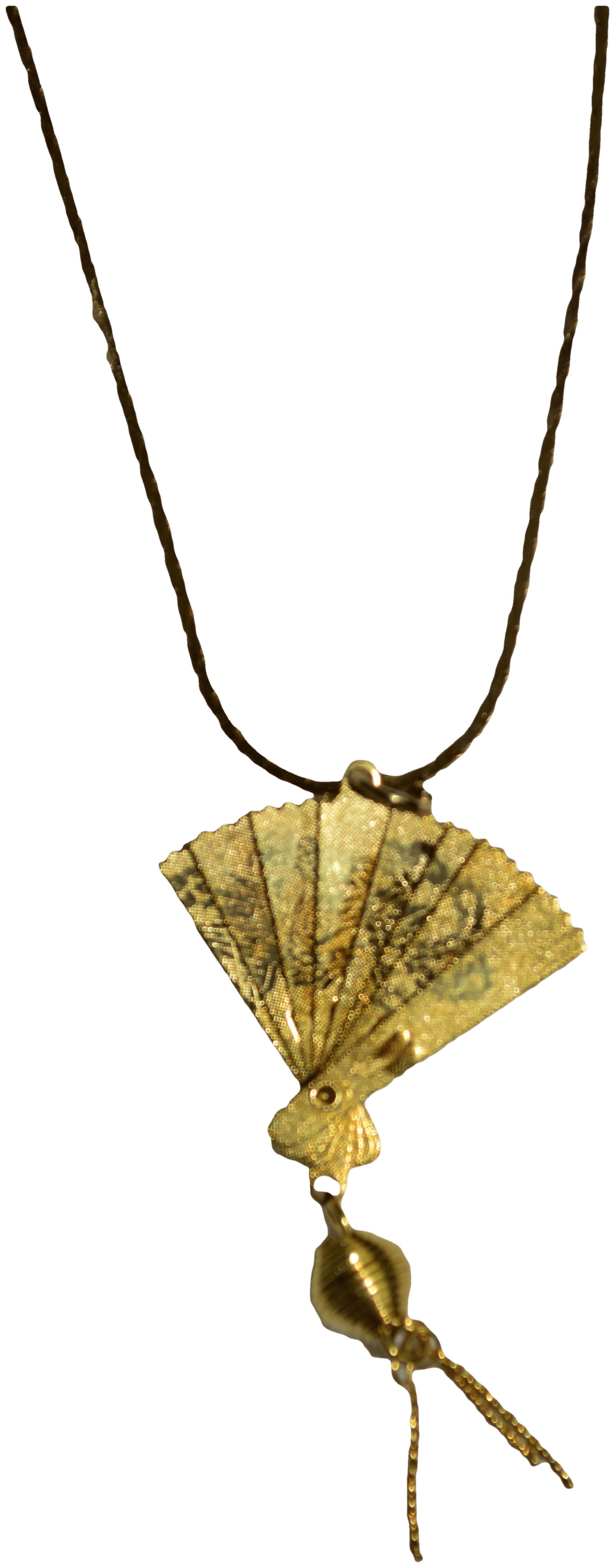 Vintage 80’s Gold Fan Necklace with 17" Chain Shop THRILLING