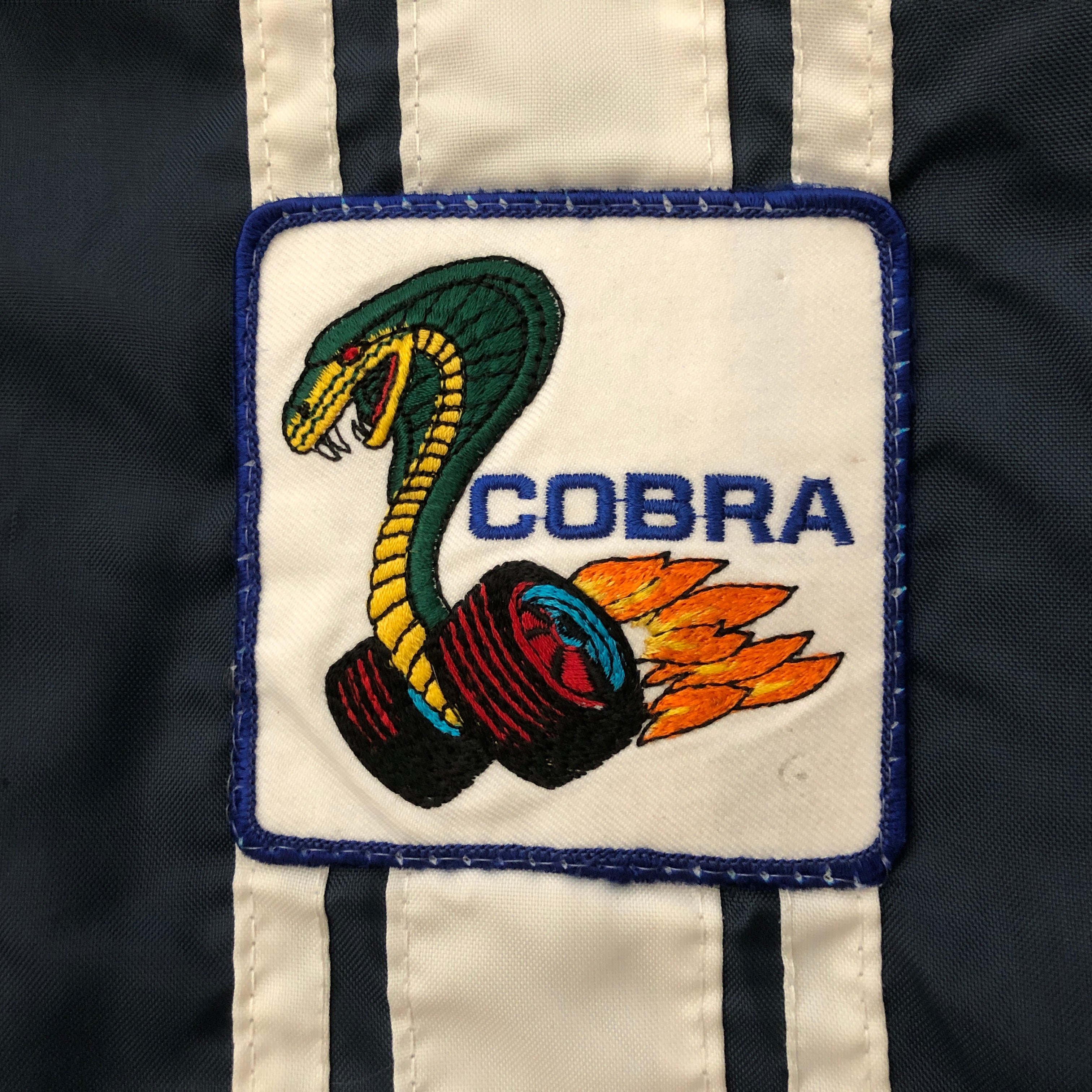 Vintage Ford Shelby Cobra 70s Lined Blue and White Stripe Jacket