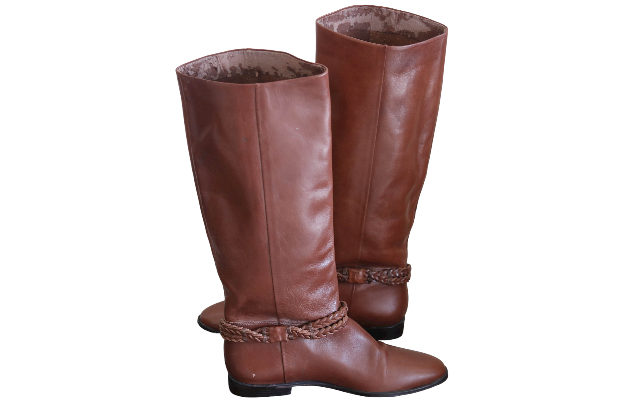 90s Vintage Brown Leather Knee Boots | Shop THRILLING