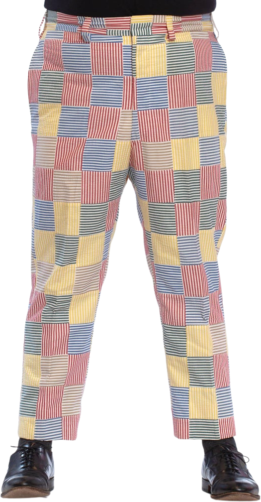 70s Cotton Men's Patchwork Seersucker Pants by Brooks Brothers