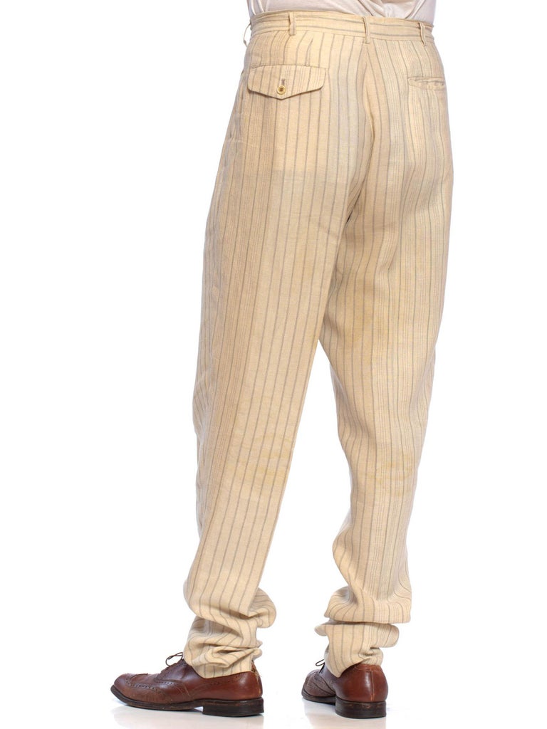 Vintage 80s Creme Striped Linen Mens Pants by COMME DES GARCONS