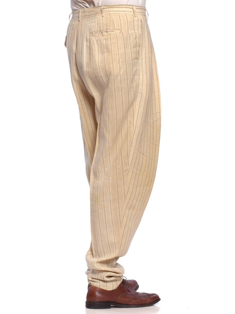 Vintage 80s Creme Striped Linen Mens Pants by COMME DES GARCONS