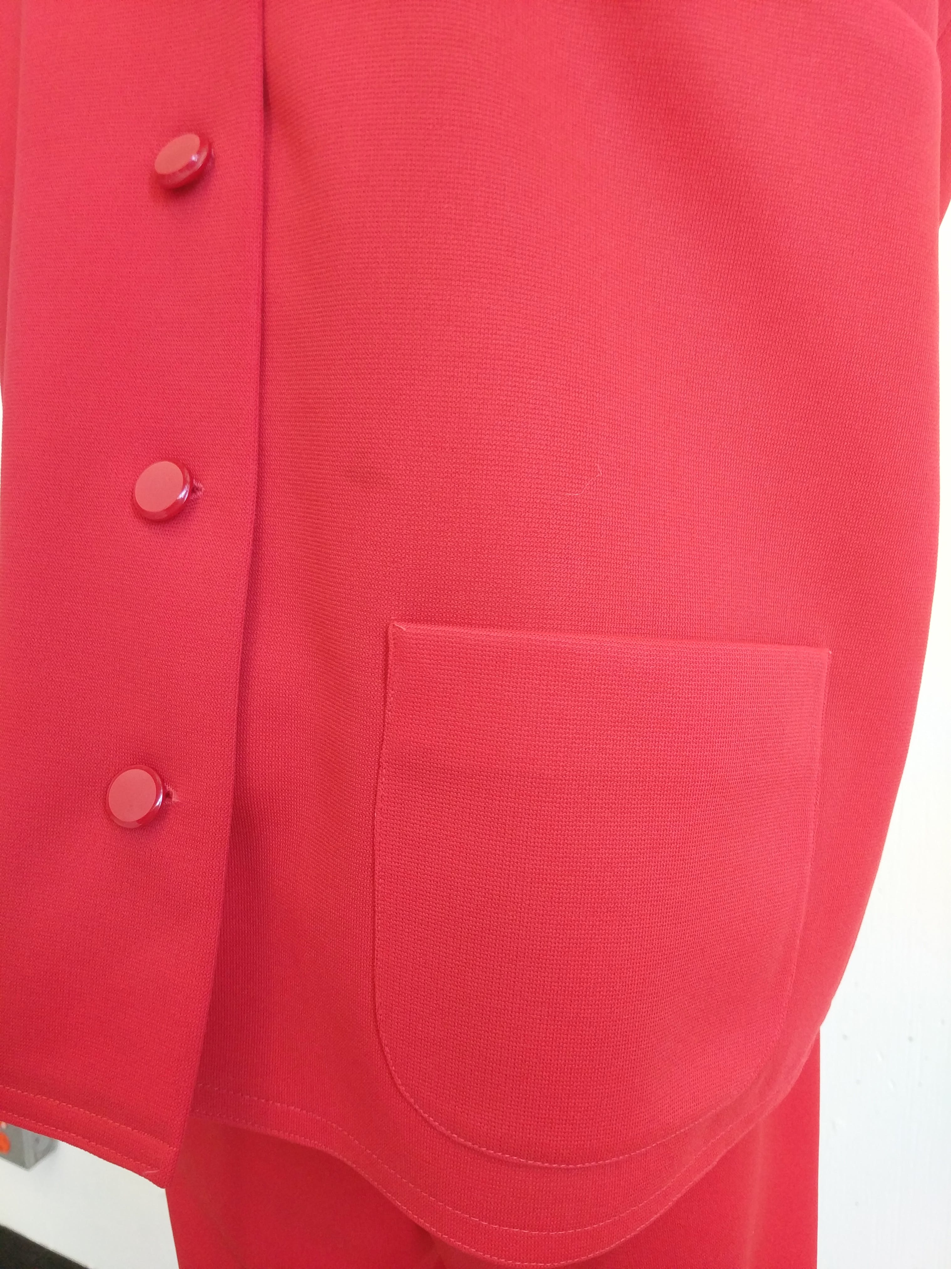 Formal Style Red Vest Belted Top With Pants Set