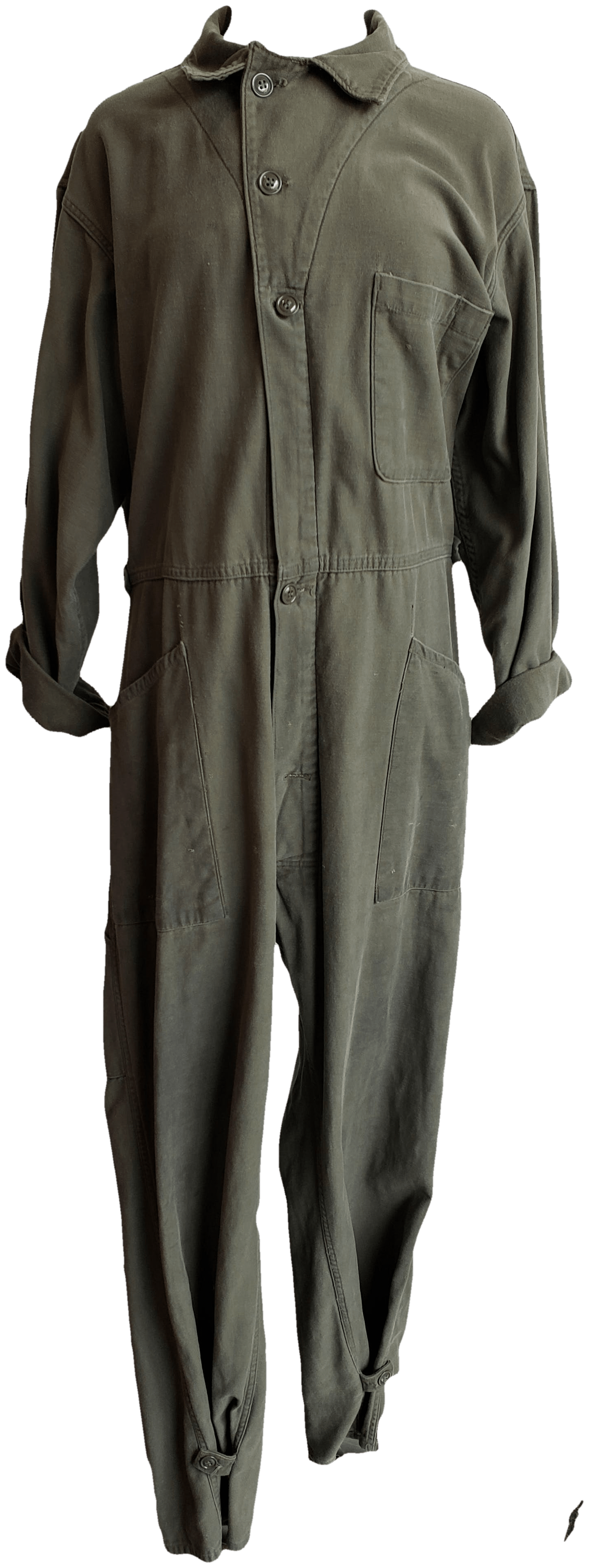 Vintage Army Green Jumpsuit with Button Detailing Shop THRILLING