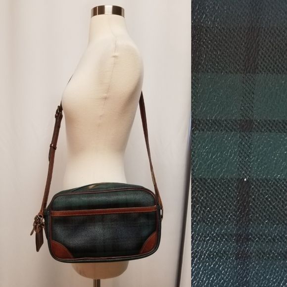 Vintage Polo Ralph Lauren Blackwatch Messenger Purse Shoulder Bag Plaid  Large