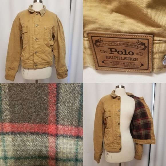 Vintage POLO by RALPH LAUREN Brown and Black Plaid Coated Canvas