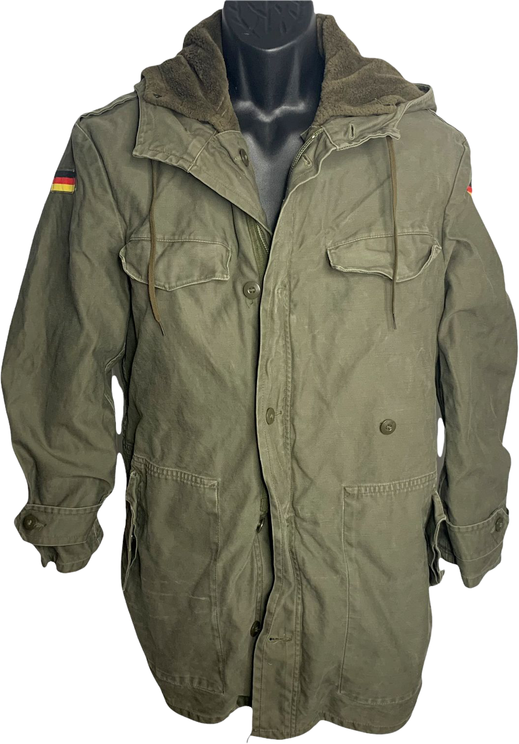 Vintage 80s Bundeswehr Parka Jacket M Green German Military Removable Lining by Jeans Express