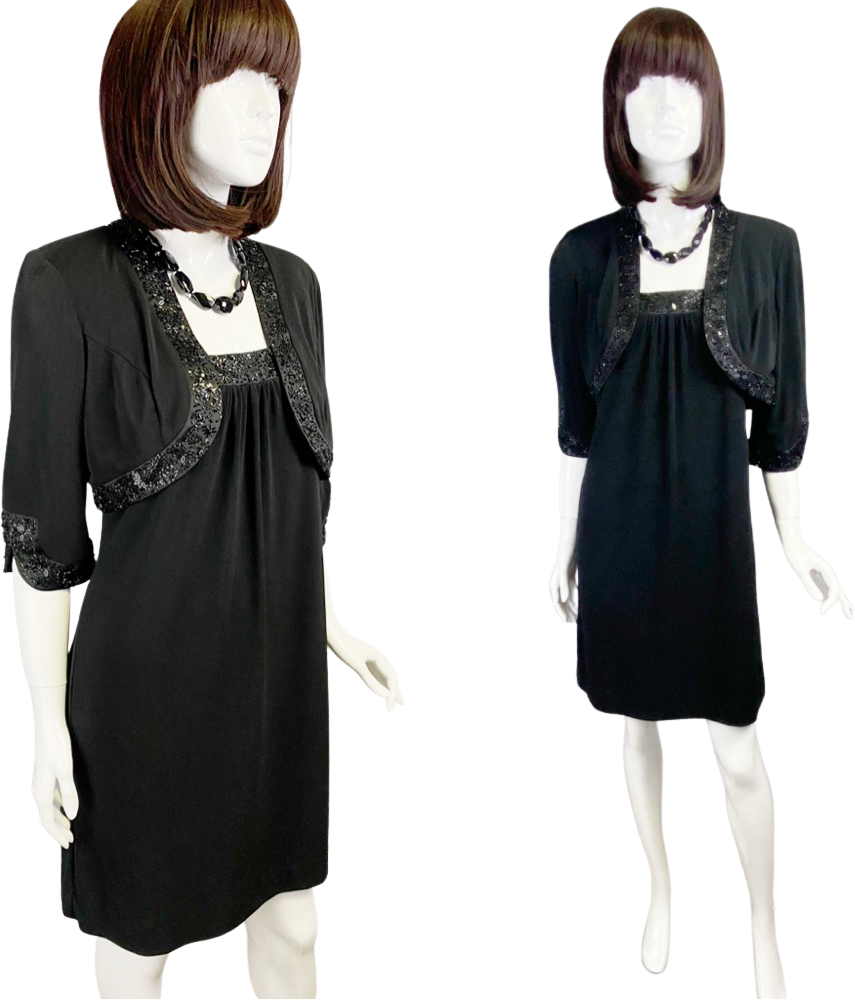 Beautiful Vintage 90s Beaded Bolero Jacket Dress by Alex Evenings | Shop THRILLING Beautiful Vintage 90s Beaded Bolero Jacket Dress by Alex Evenings | Shop THRILLING