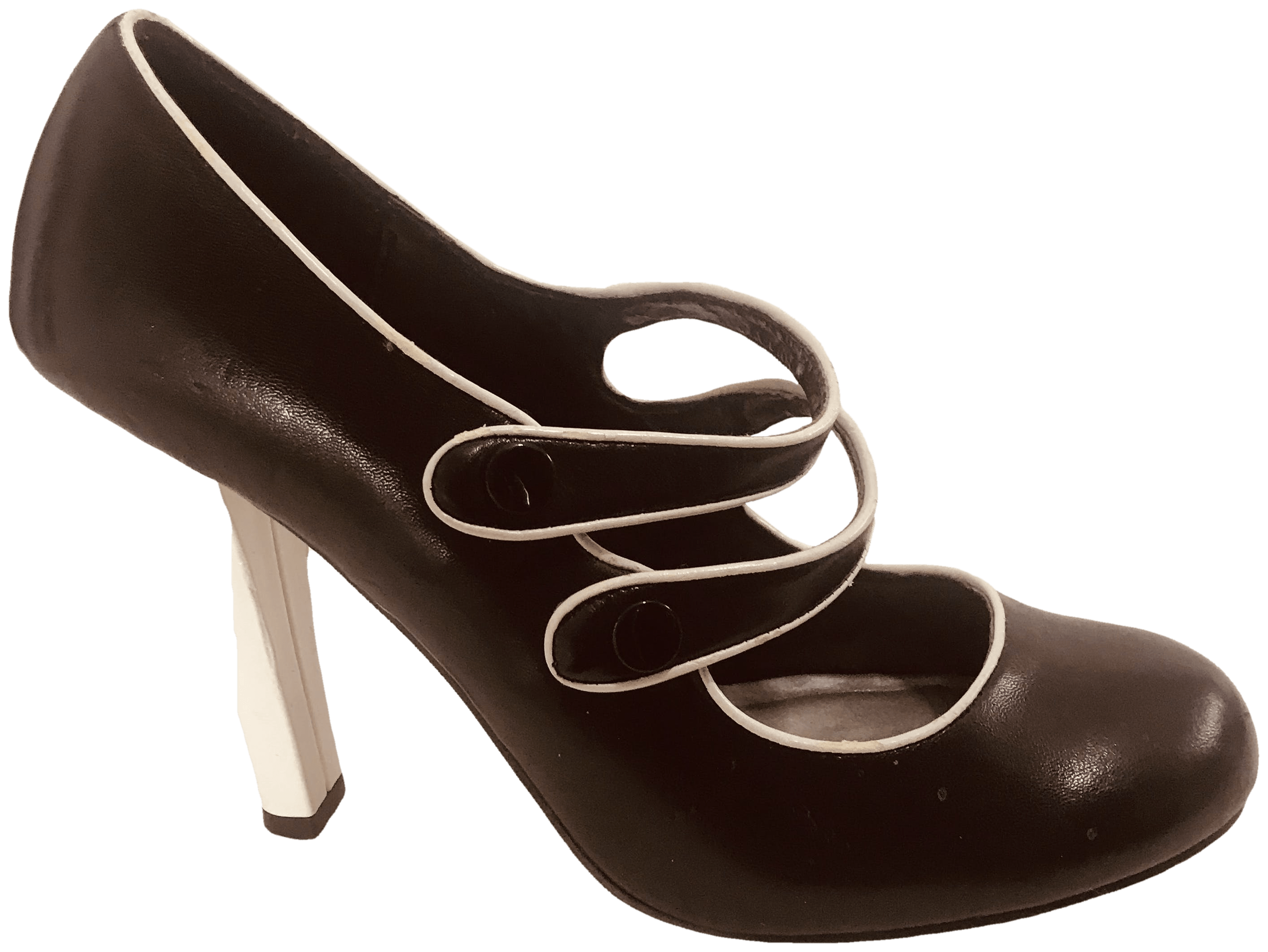 Vintage Black and White Strappy Pumps by Joey O Shop THRILLING