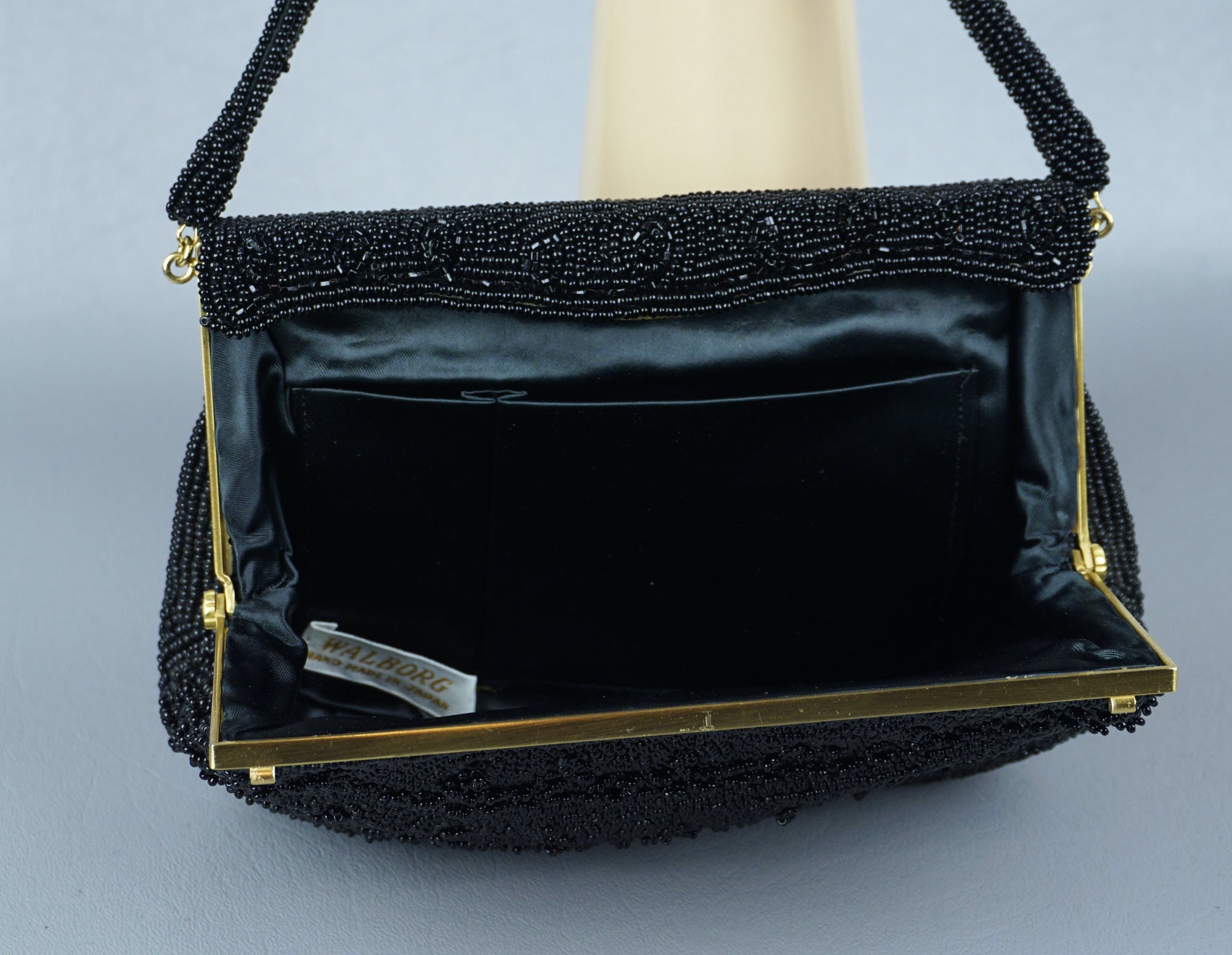 Vintage 60's Black Beaded Evening Handbag by Walborg