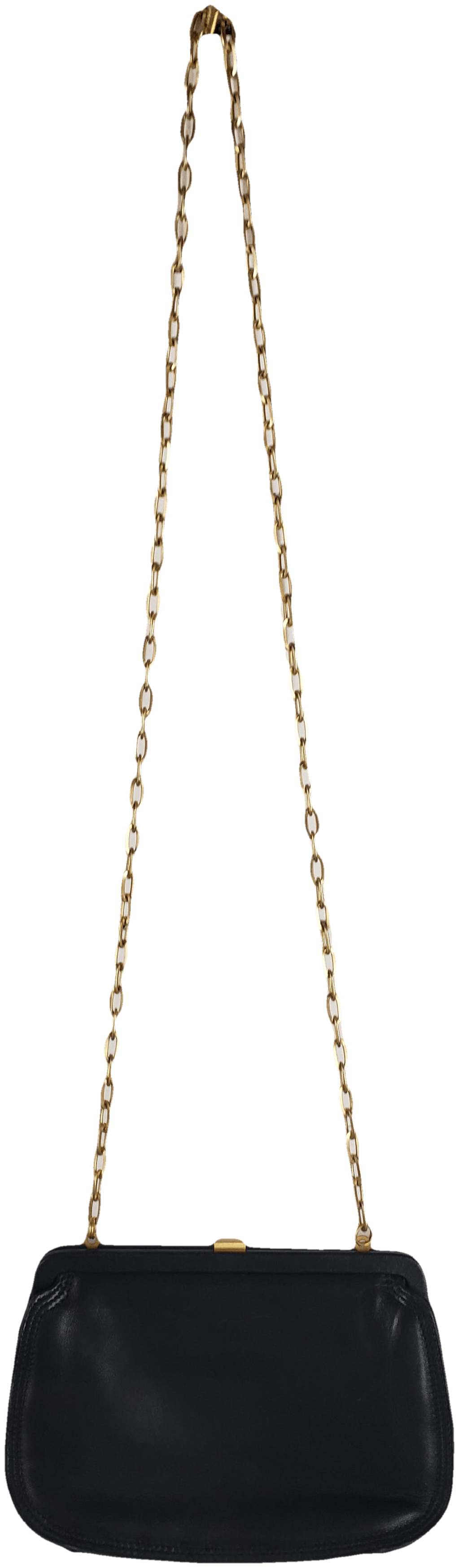 Vintage Black Leather Crossbody with Gold Chain by Liz Claiborne Shop