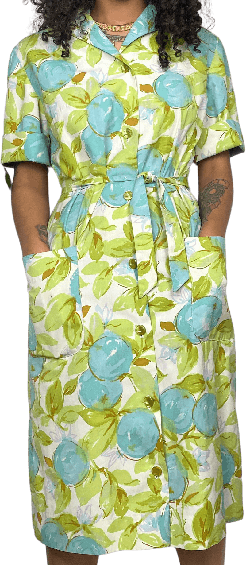 Vintage Floral Printed Shirt Dress