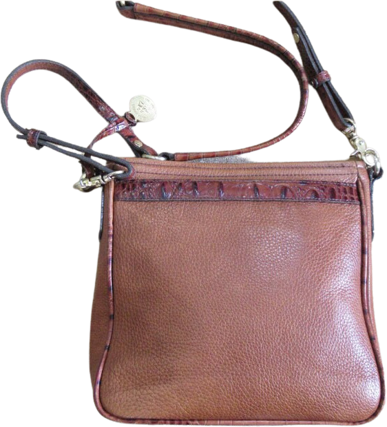 Vintage Brahmin Leather Two Tone Brown Crossbody Front Zipper Panel with  Built