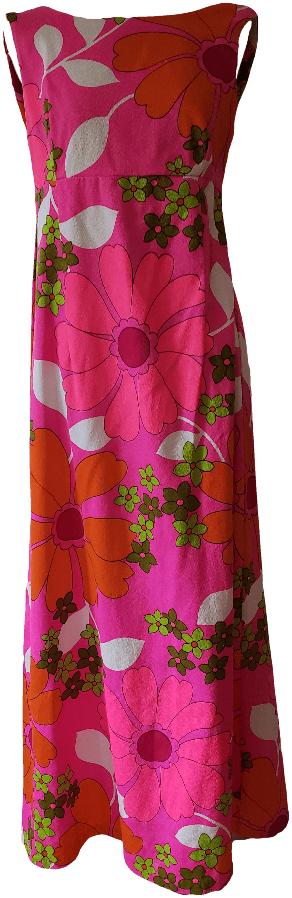 Vintage Bright Floral Empire Waist Maxi Dress By Aloha Authentic Shop Thrilling 