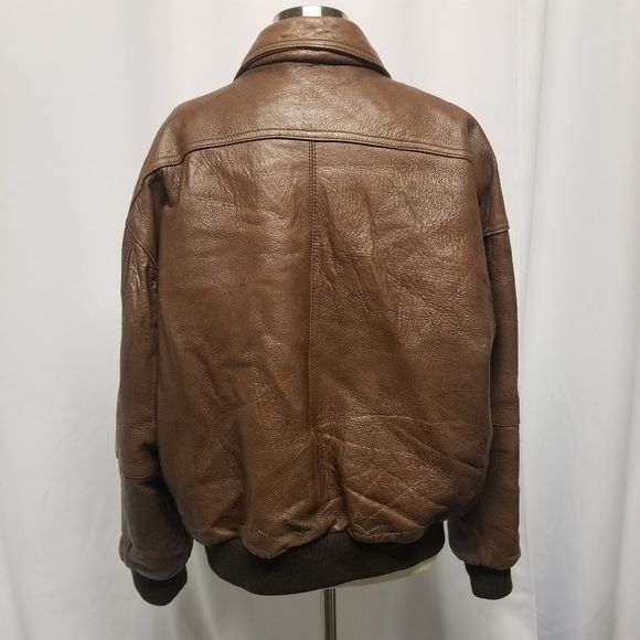 Vintage 90s y2k Brown Leather Bomber Jacket Aviator Flyboy newest Men's Medium