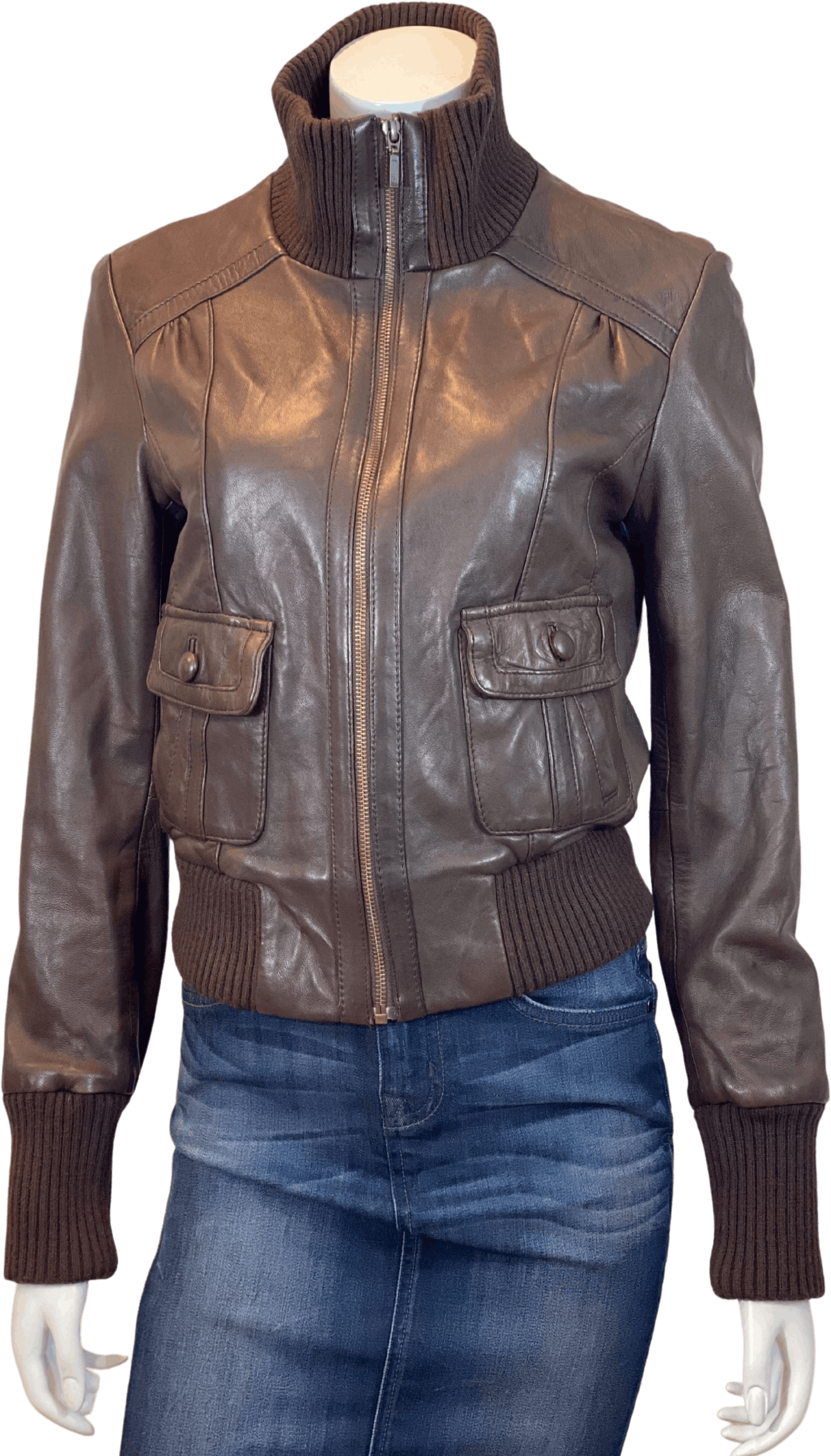 Vintage Chocolate Leather Bomber Jacket by Oasis | Shop THRILLING