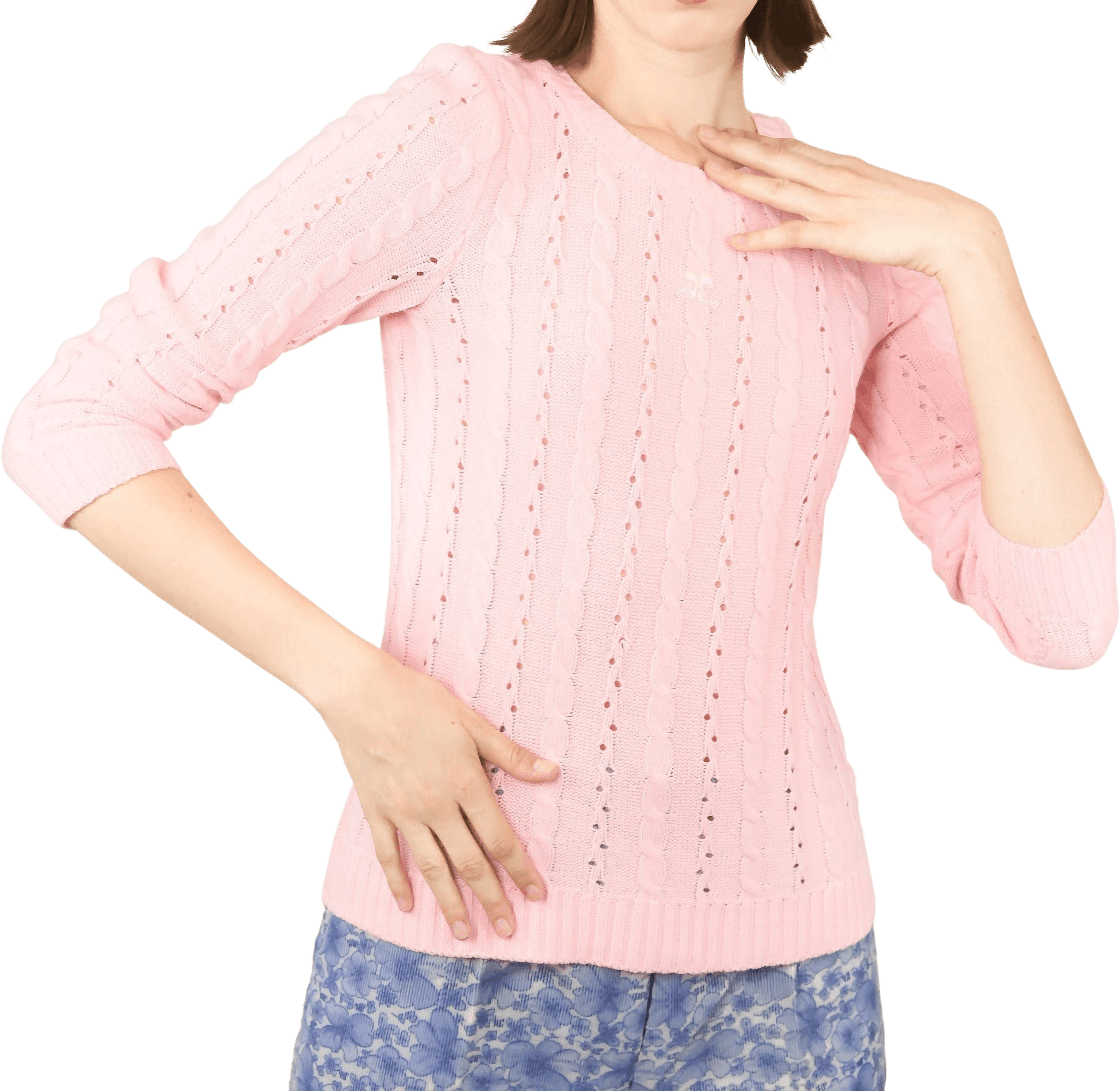 Courreges C. 70s Pink Cable Knit Sweater