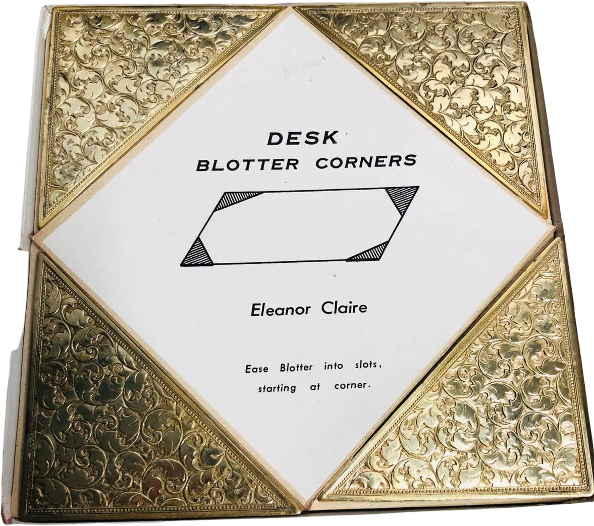Desk Blotter Corners Eleanor Claire Gold Vintage by Eleanor Claire