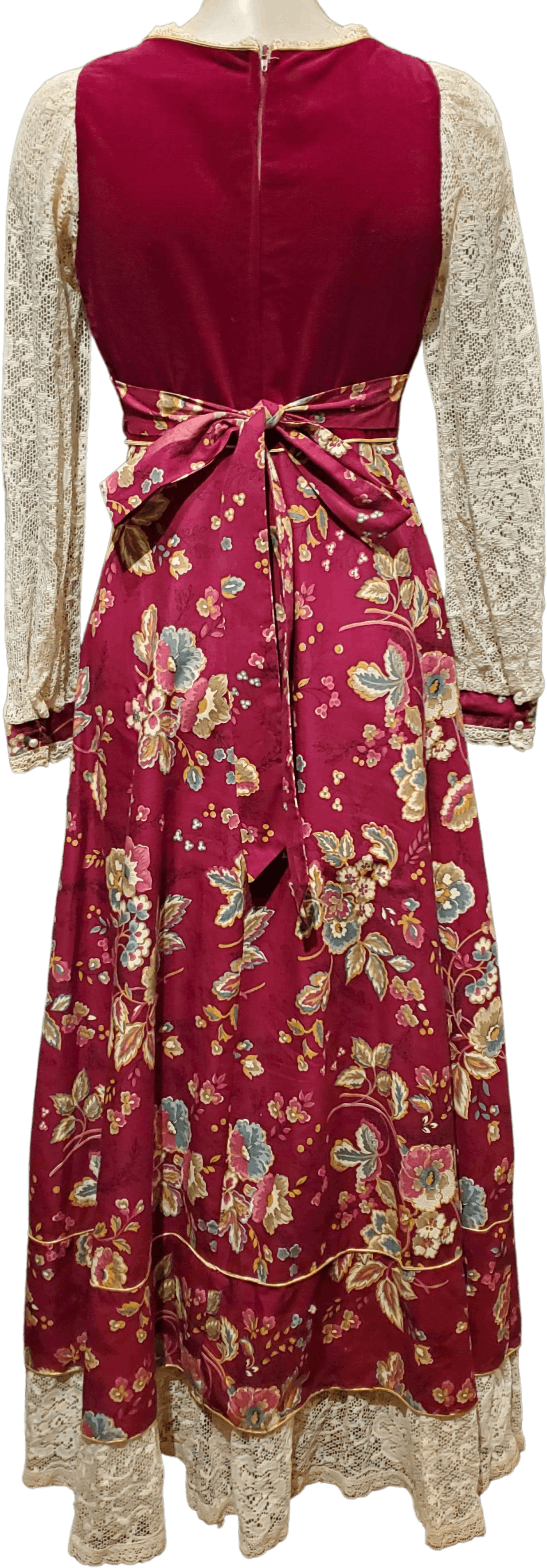 Vintage 60’s 70’s Gunne Sax Style Velvet and Calico Corset Maxi Dress ...