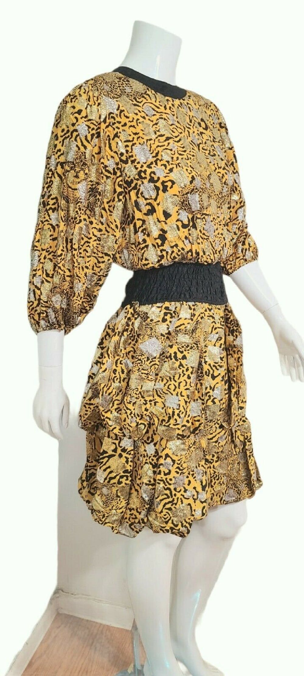 *Deadstock Vintage* Iconic 1980's NWT $595 Boho Cocktail Metallic Dress by Diane Freis main image 1