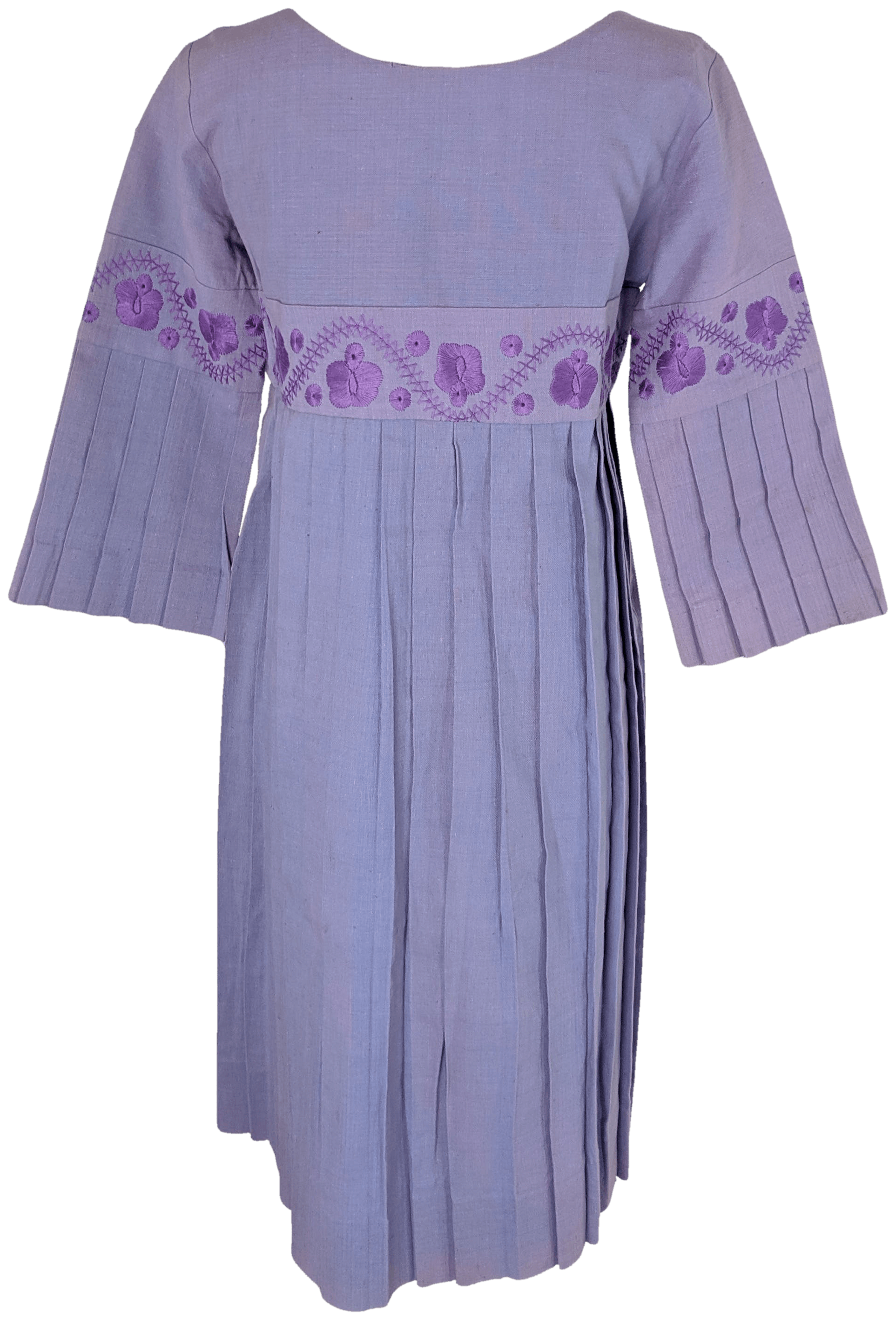 Retro Dark Night Purple Floral Art Printed Vintage Chic Pleated Waist Slip Midi Dress