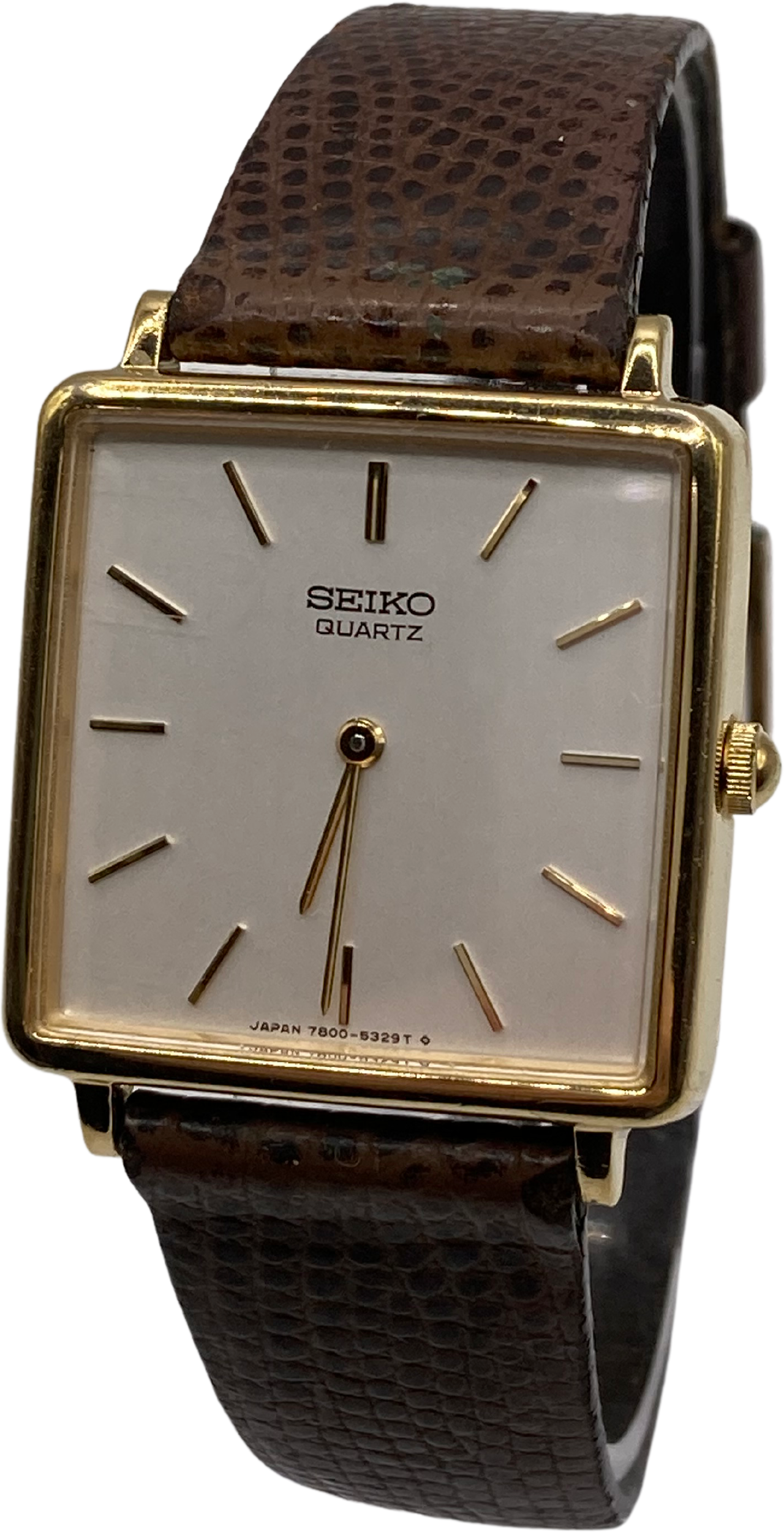 Vintage 80s Brown Leather Gold Tone Dial Watch By Seiko | Shop THRILLING