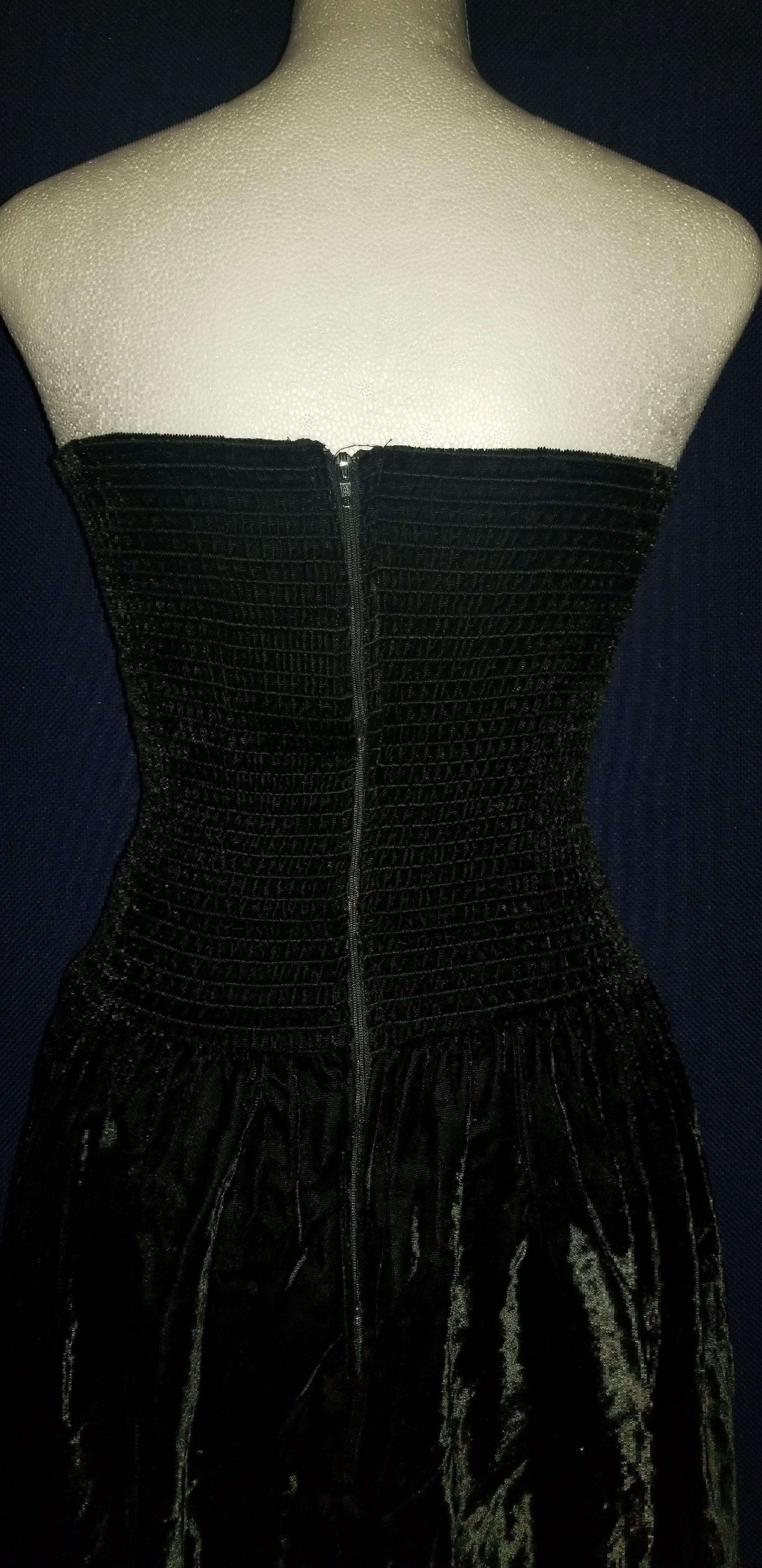Vintage 80s Black Velvet Goth Emo Formal Gown By Positively Ellyn ...