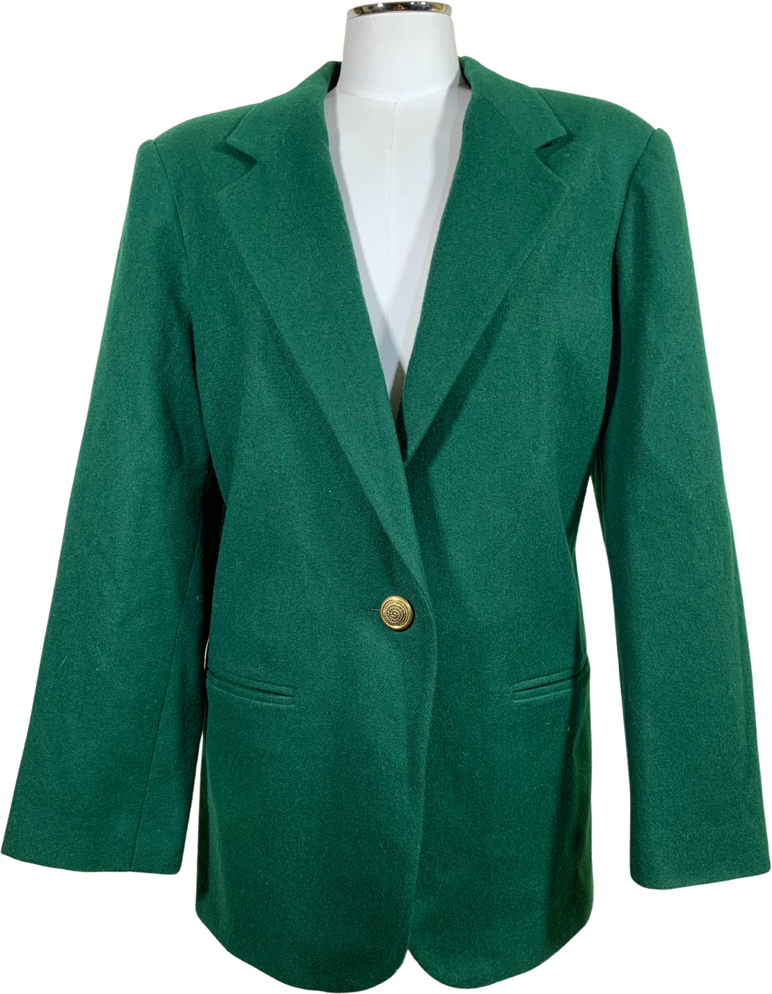 Vintage Forest Green Wool Blazer with Gold Button by Hasting