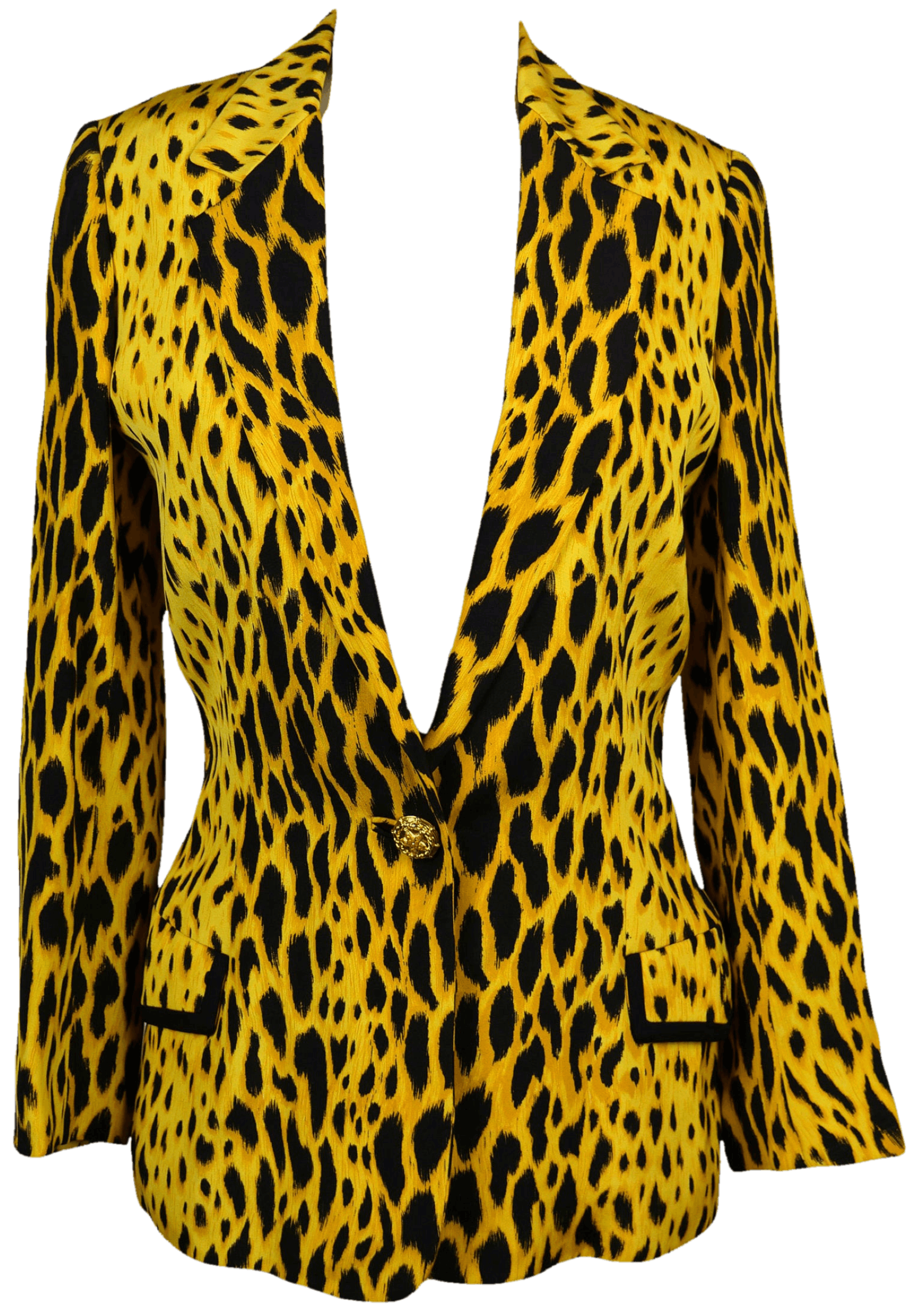 Gianni Versace Yellow Leopard Printed Silk Tie Versace