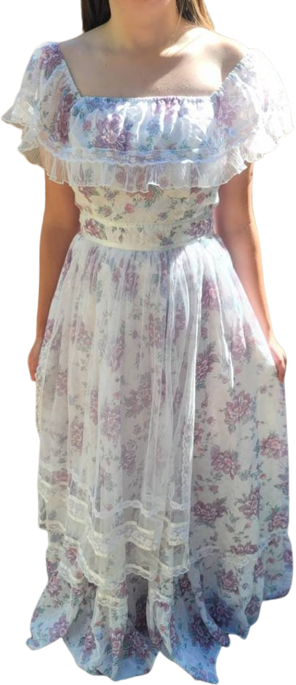 Vintage 70s Maxi Dress Lace Apron Floral Boho Dress 11 By Gunne Sax ...