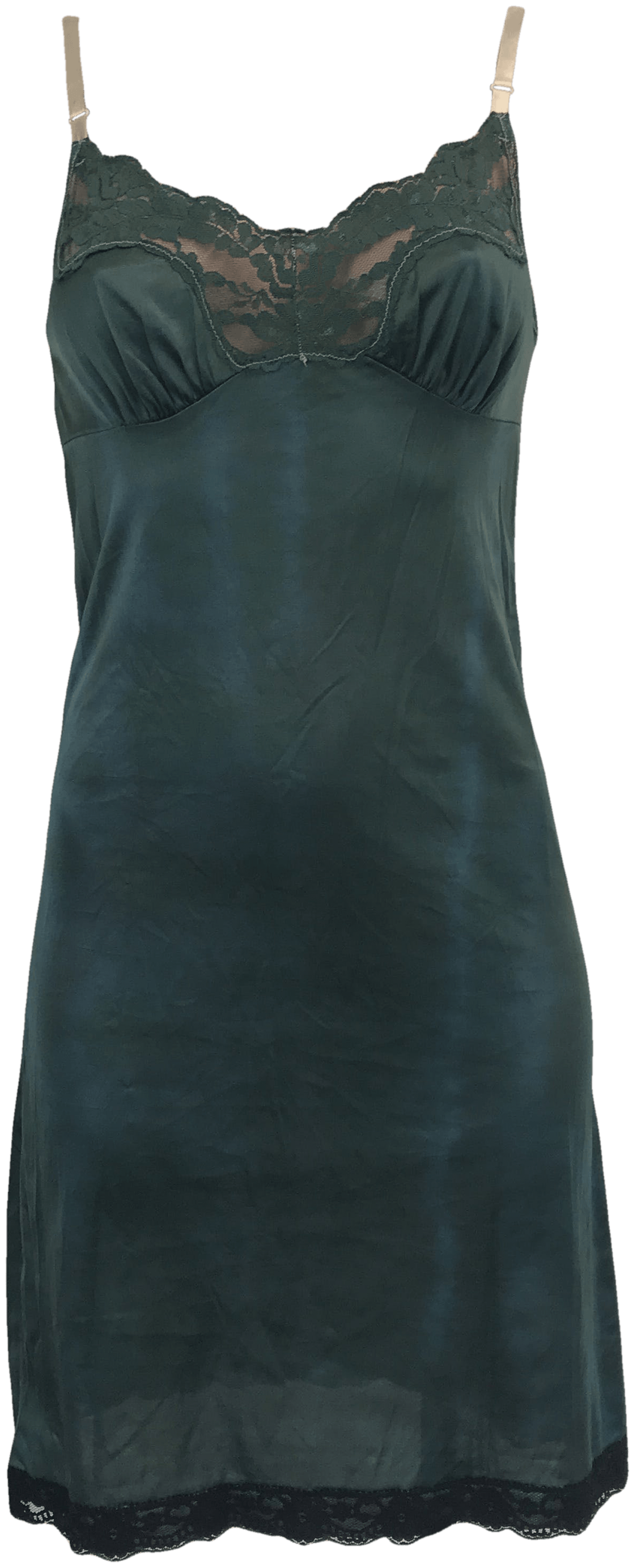 Vintage Green Slip Dress with Lace Trim Shop THRILLING