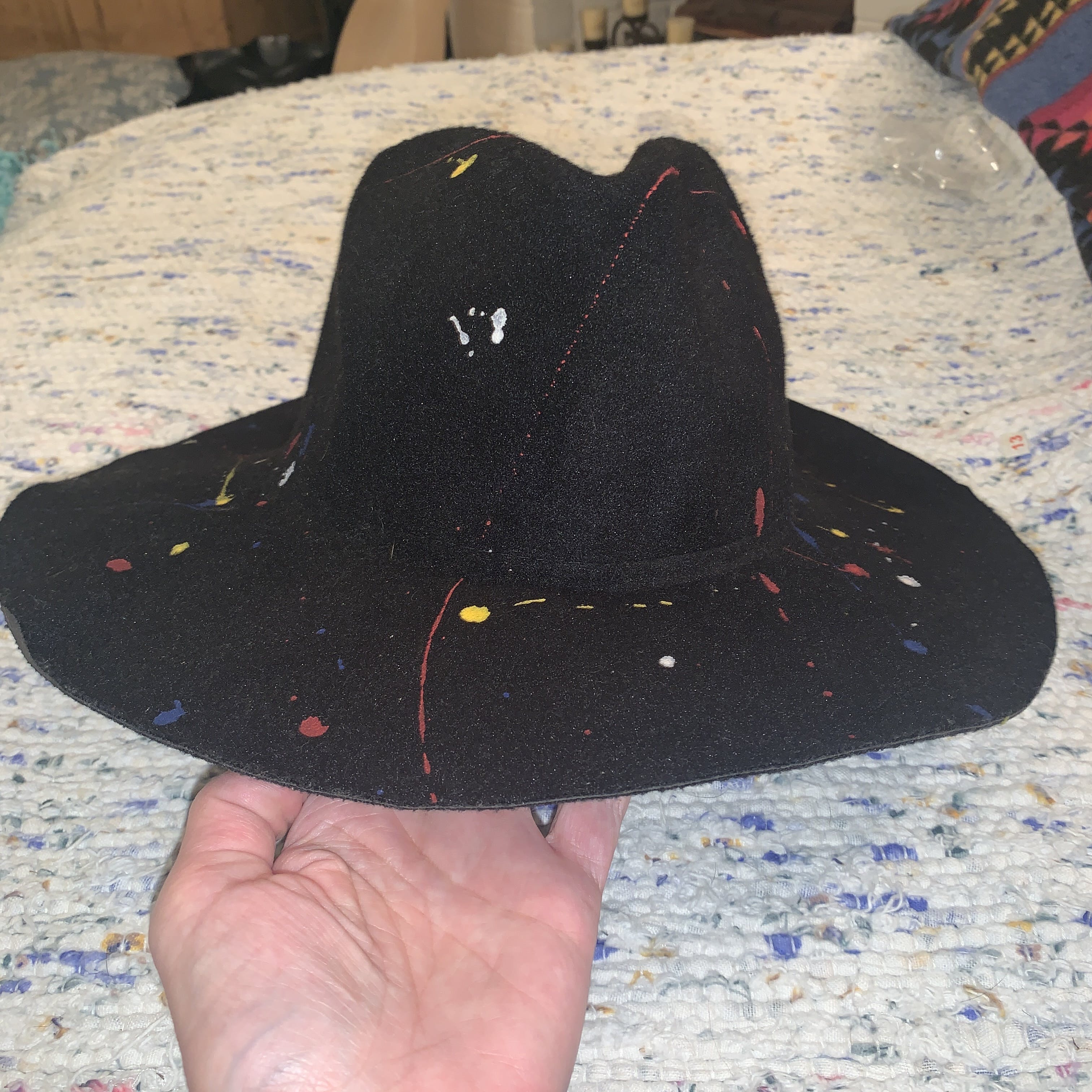 Vintage 90’s Black Paint Splatter Hat Shop THRILLING