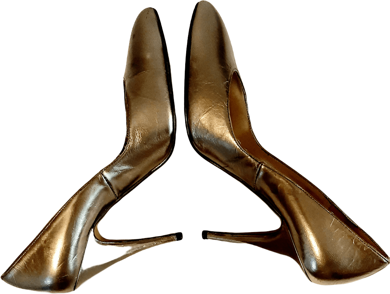 80s silver shoes sz 7.5, Vintage 1980s metallic high heels