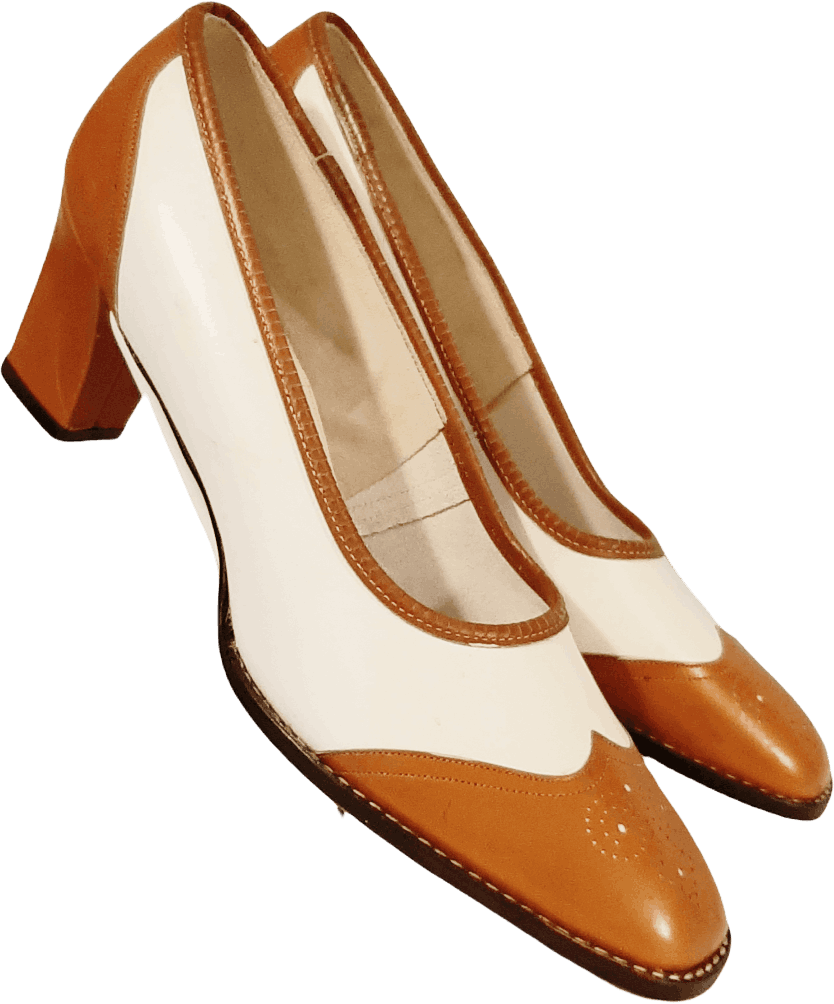 Vintage 70s 2 Tone Spectator Pumps With Heels Unworn 8 1 2 By