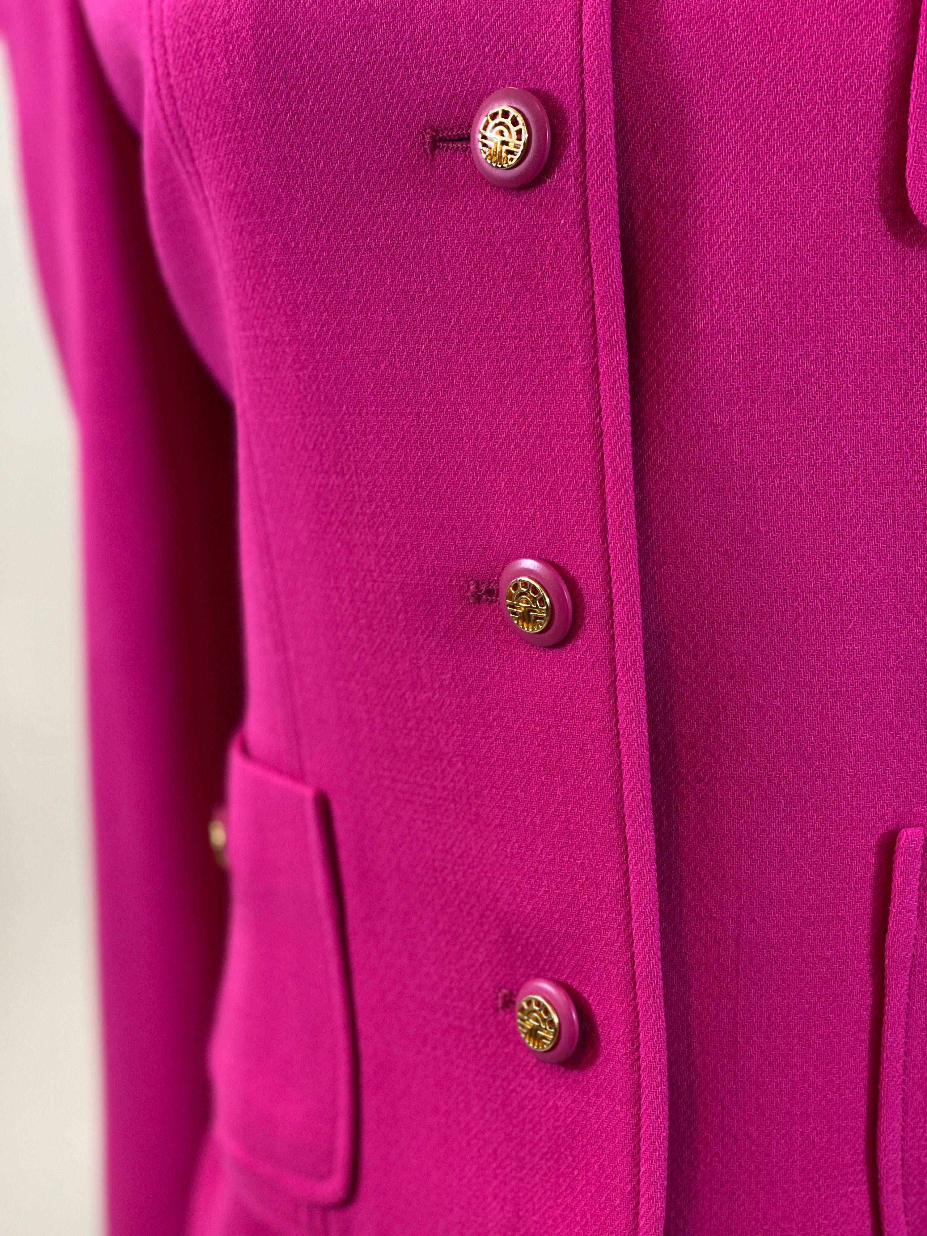Louis Feraud Pink Virgin Wool Skirt Suit S