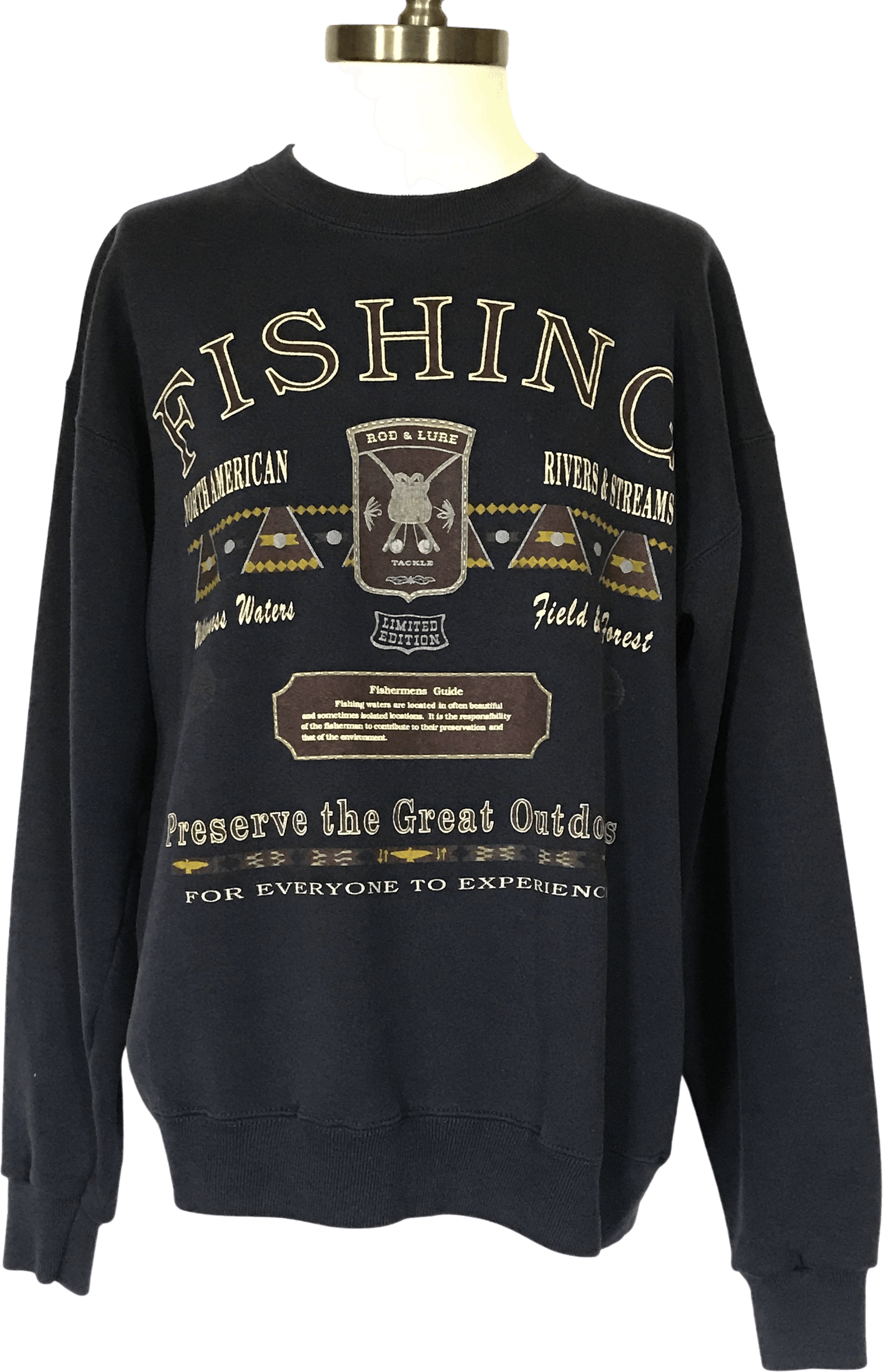 BASSETT WALKER Dog Print Animal Sweatshirt, Made in USA, Men's Size Medium cotton Blue type light blue Vintage Second Hand