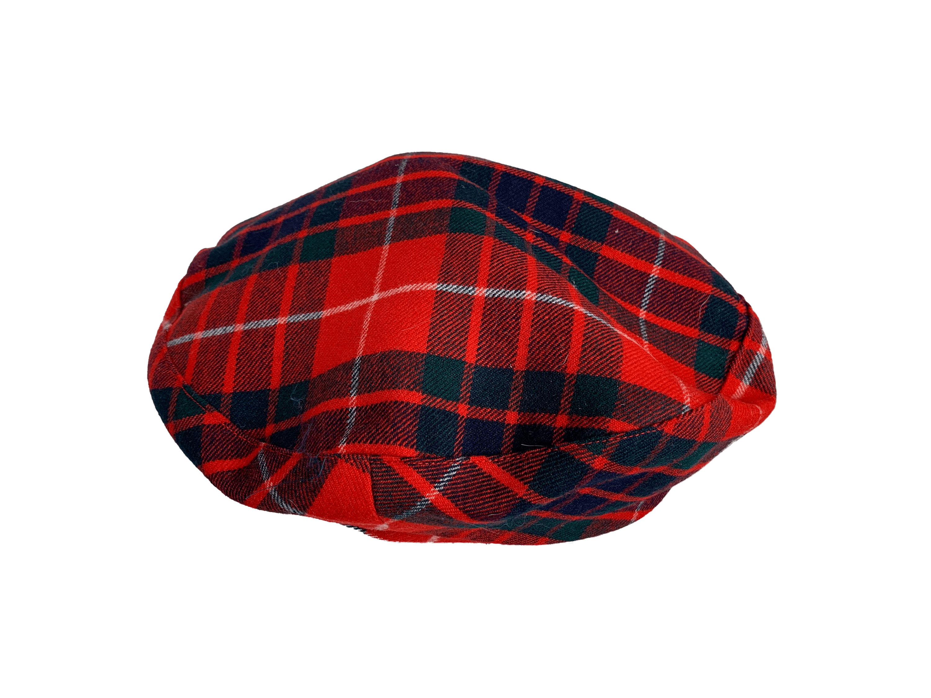 Vintage Red Plaid Quilted Scottish Tam O'shanter Tammy Beret Hat