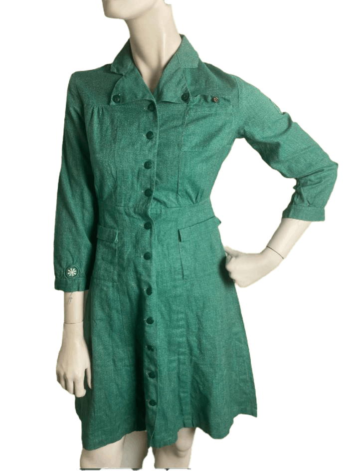 Vintage 60s Green Girl Scout Uniform Dress Shop Thrilling