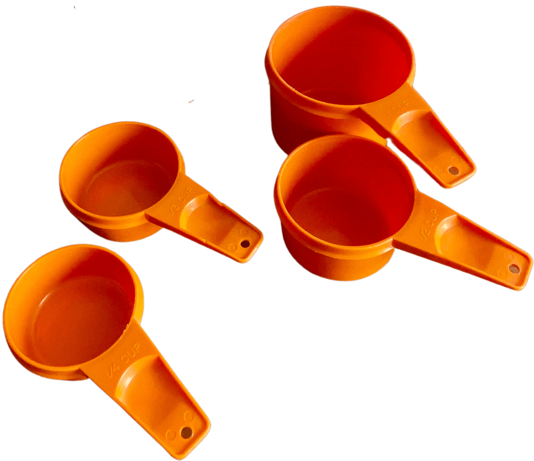 Vintage Tupperware Measuring Cups Retro Orange Plastic 1980s 
