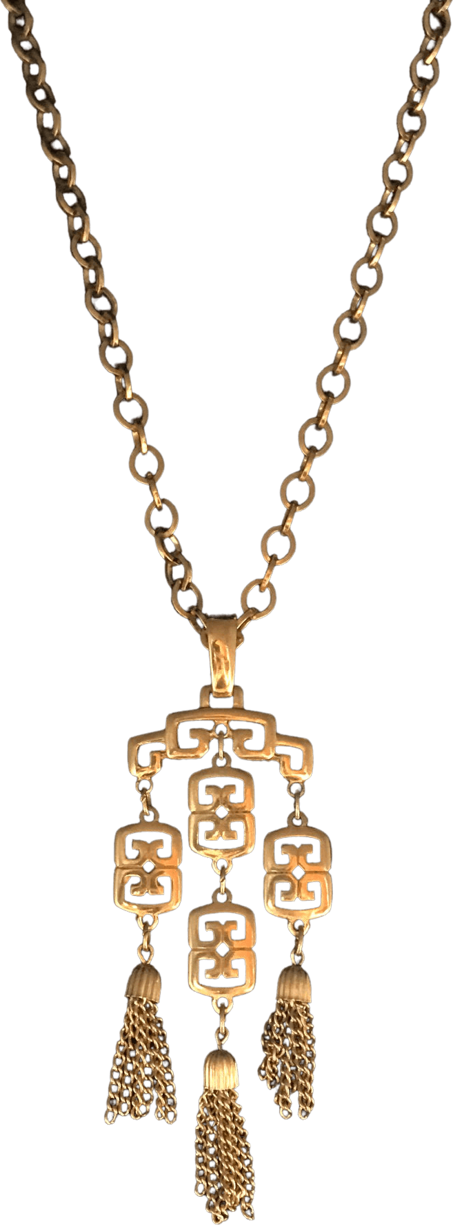 Vintage 50's Bright Gold Tassel Necklace Shop THRILLING