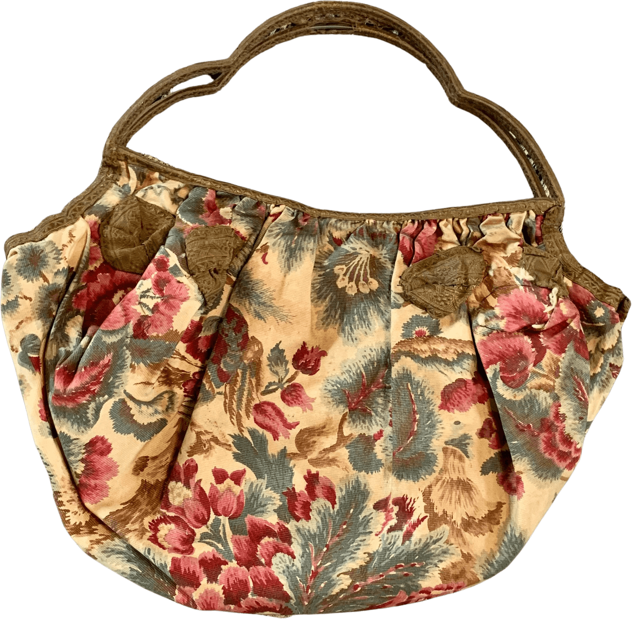 Vintage Antique Tapestry Bag with Covered Metal Handles Shop THRILLING